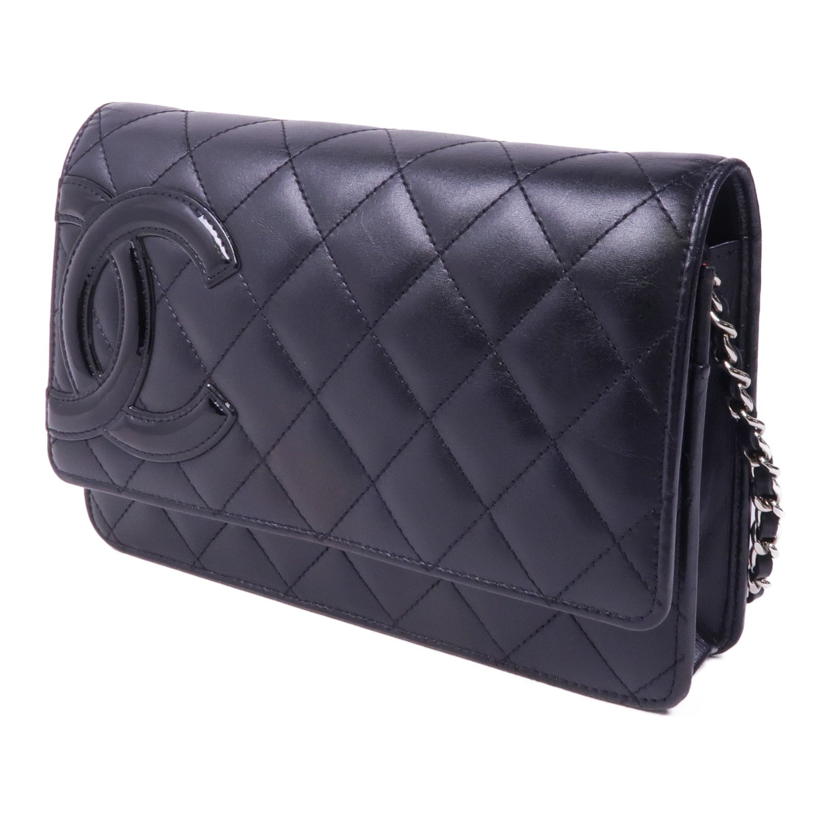 CHANEL 牛皮皮革Cambon Wallet On Chain銀扣鏈帶肩背袋