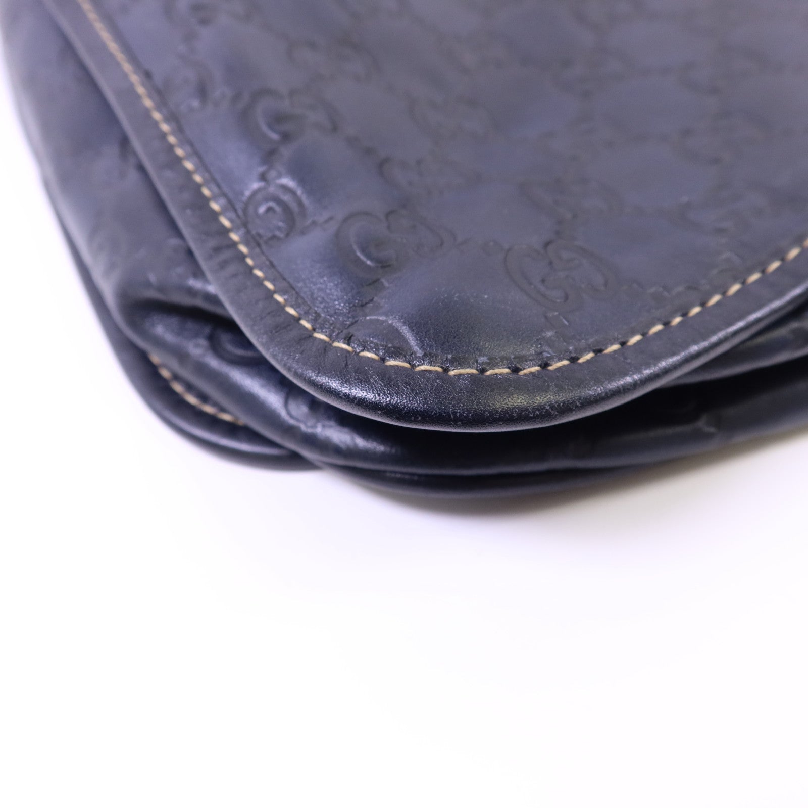 GUCCI 牛皮皮革Messenger Bag銀扣肩背袋