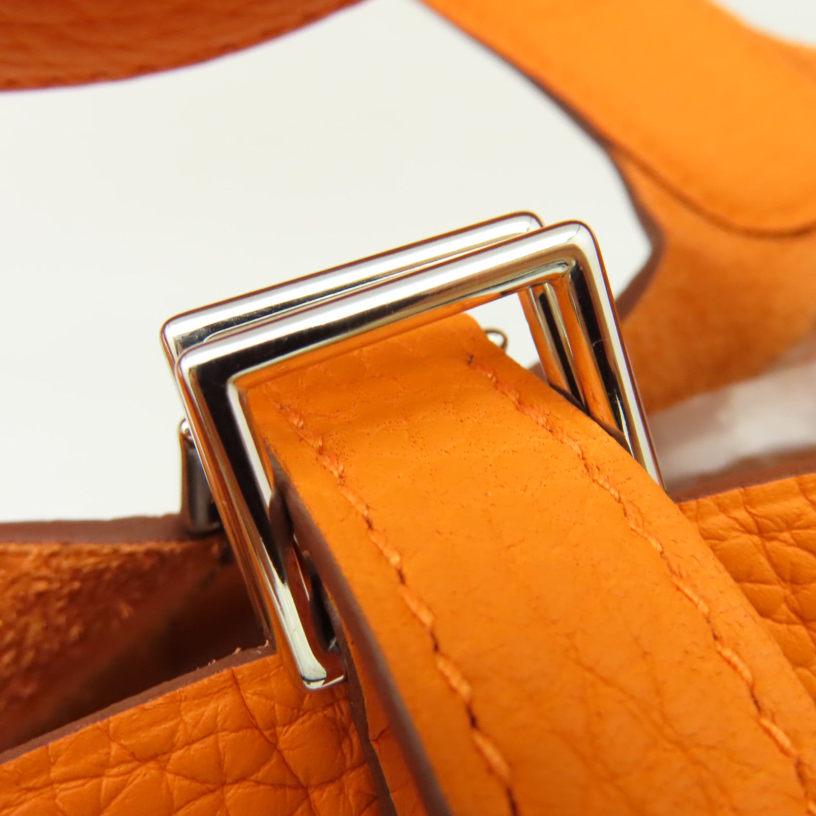 HERMES 【清倉大減價】Clemence皮革Picotin PM Tote Bag銀扣手挽袋橙色