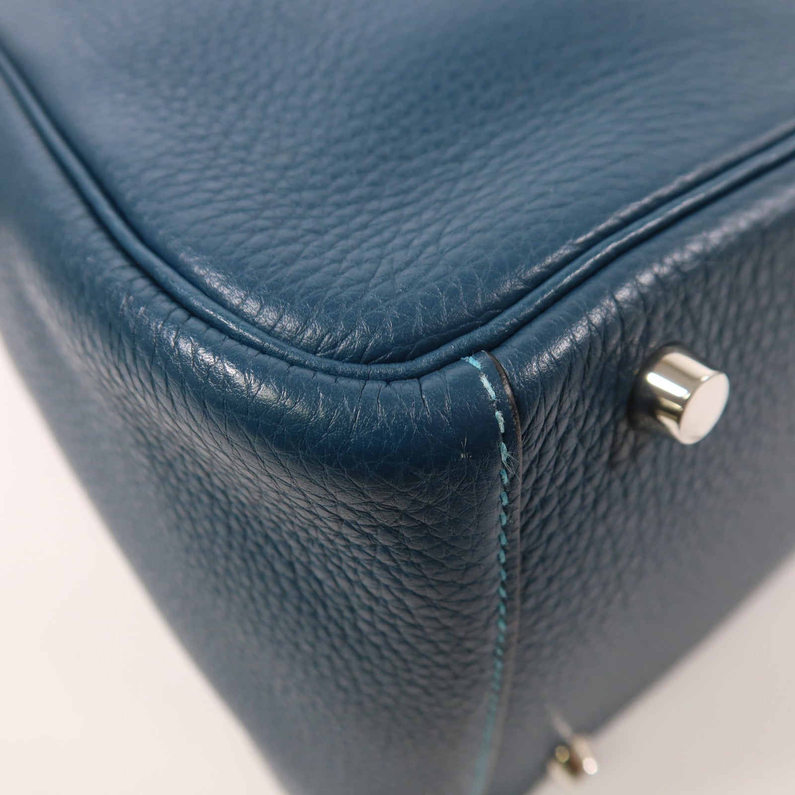 HERMES 皮革Lindy 30手挽肩背兩用袋Turquoise/Bleu Izmir