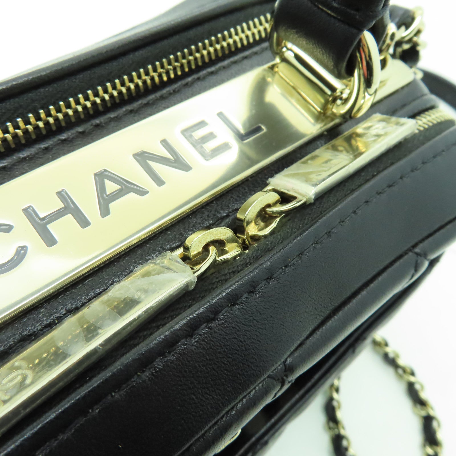 CHANEL 菱格羊皮皮革Small Trendy CC Bowling Bag金扣鏈帶肩背袋黑色
