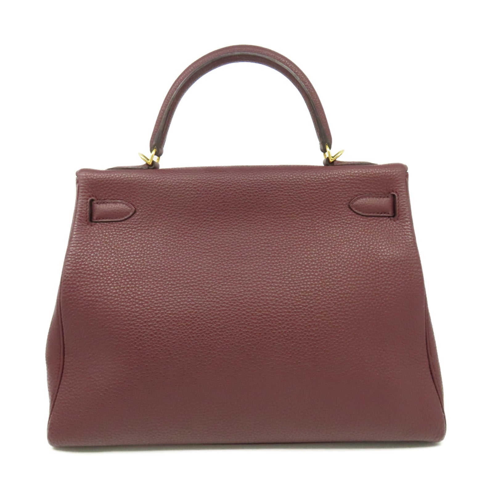 HERMES 【清倉大減價】Clemence皮革Kelly 32金扣手挽肩背兩用袋紅色