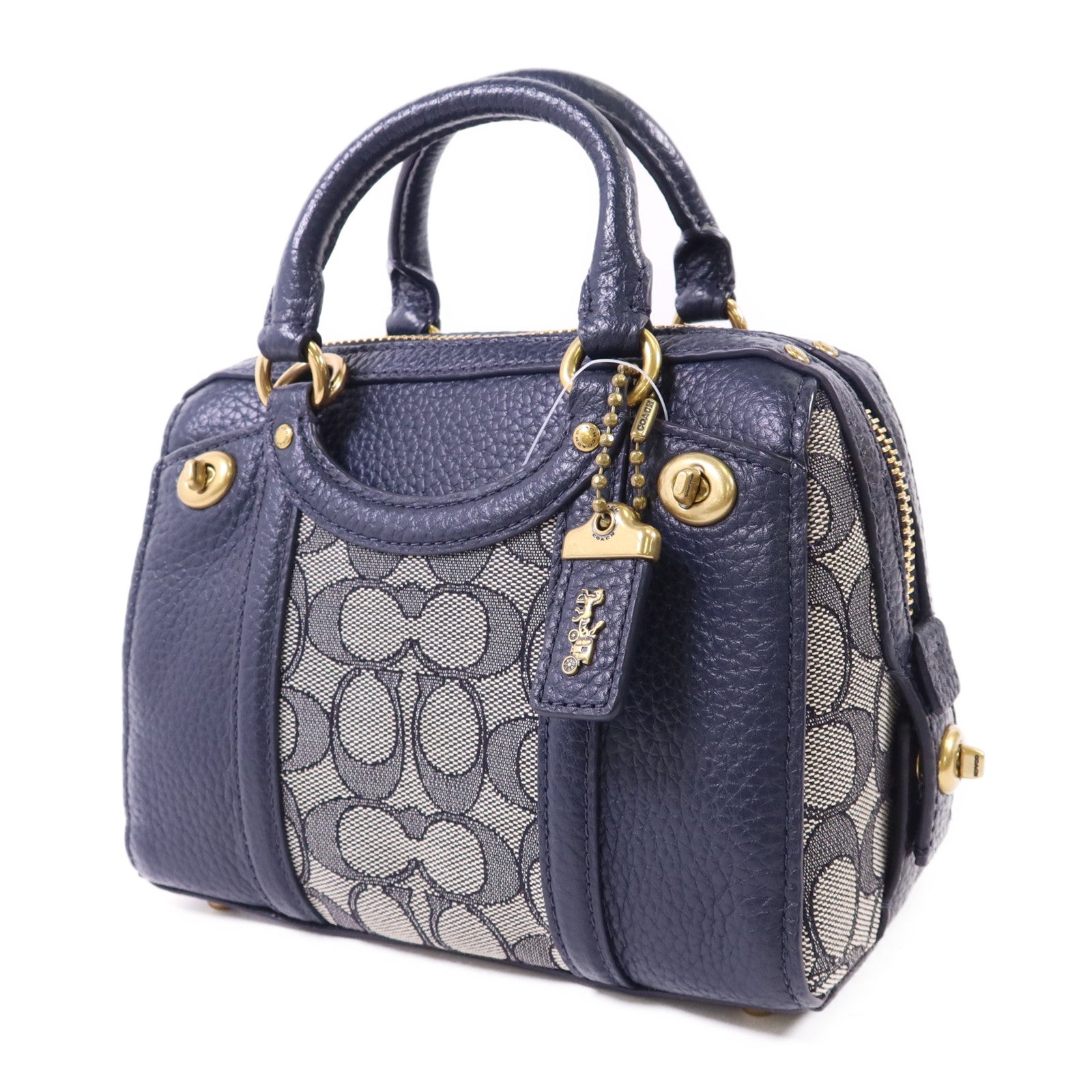 COACH 牛皮皮革/帆布Lark Bag金扣手挽肩背兩用袋