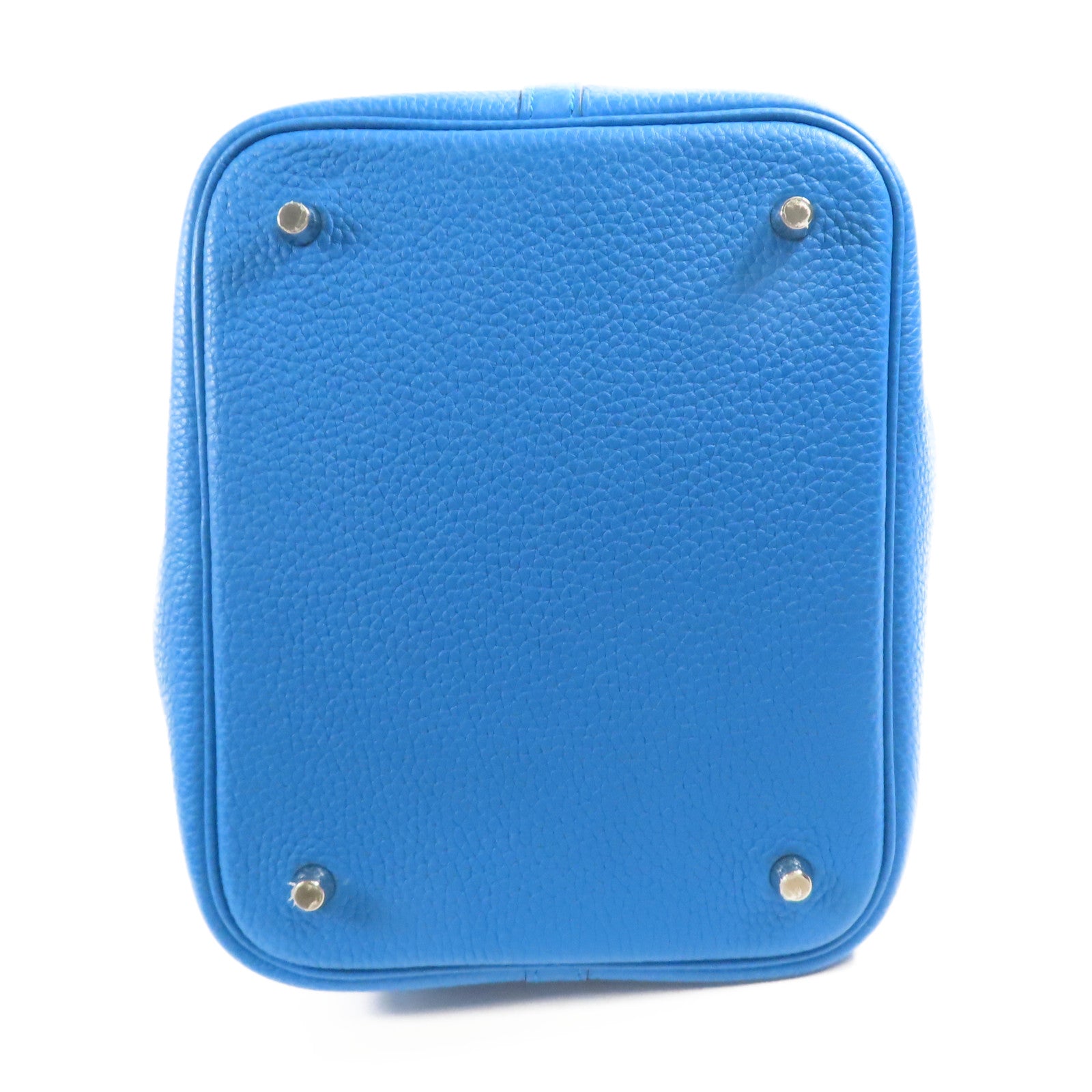 HERMES Clemence皮革Picotin MM銀扣手挽袋Mykonos