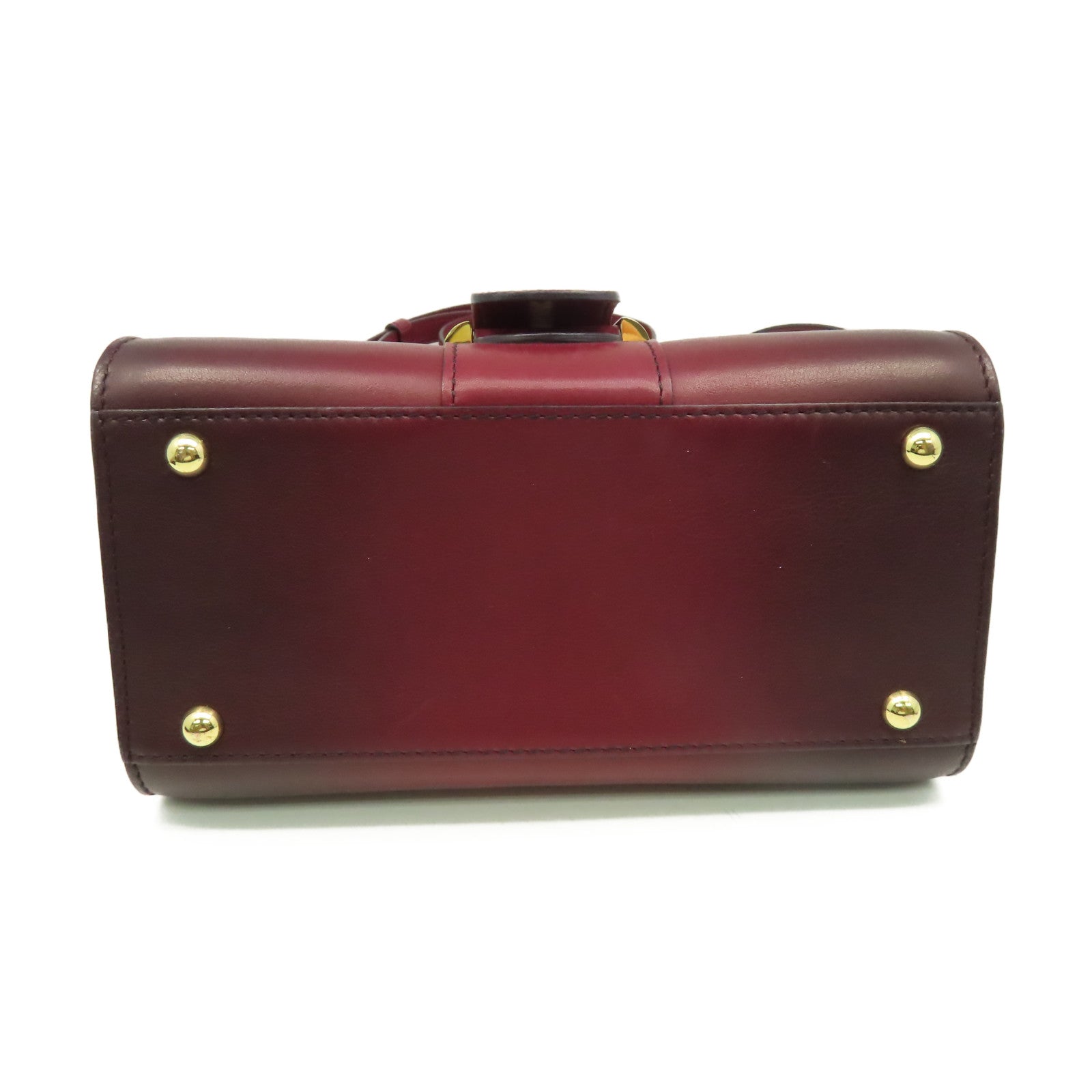 SELECTION 【激減優惠】牛皮皮革Delvaux Mini Brillant 2Way Shoulder Bag金扣手挽肩背兩用袋酒紅色
