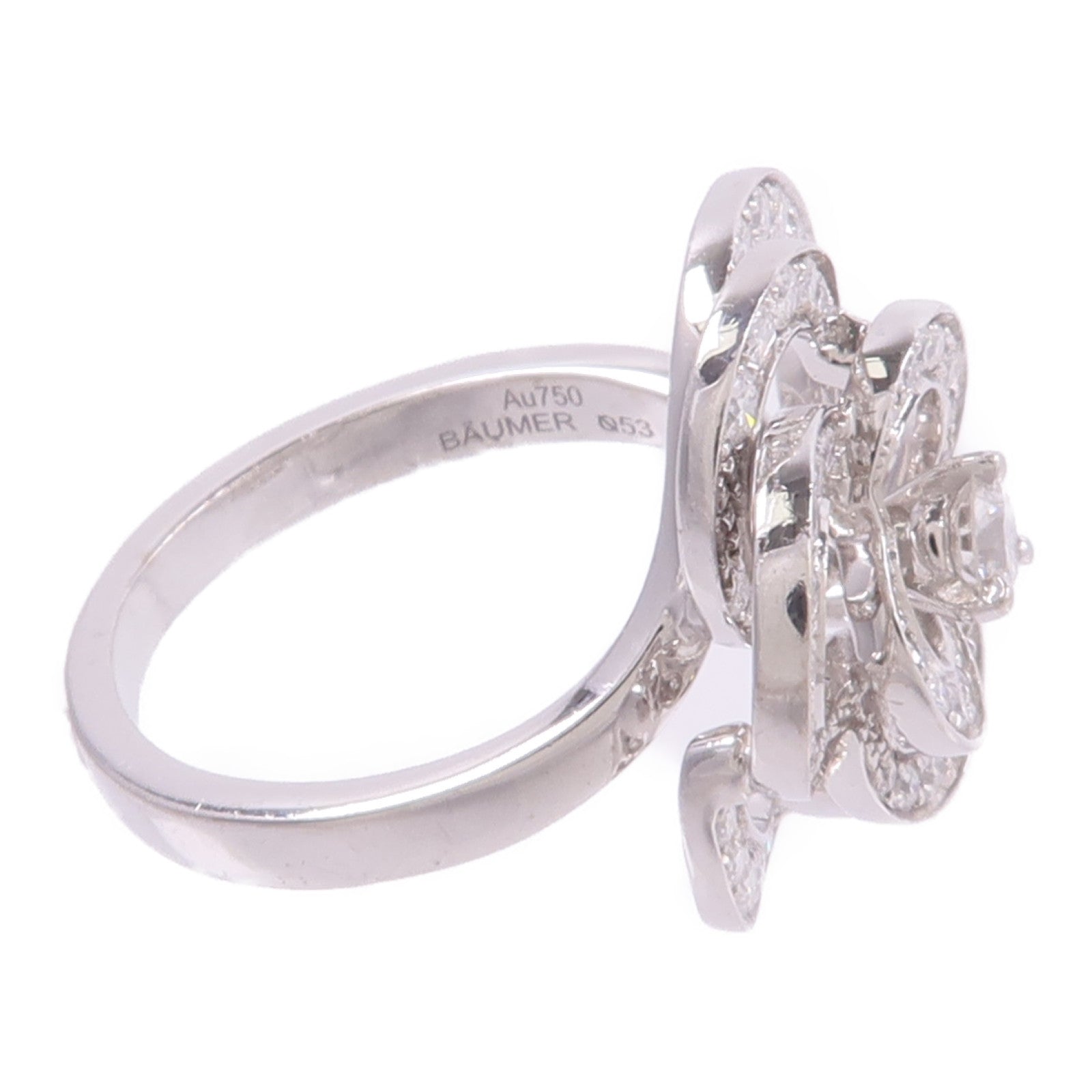 CHANEL 18K白金Camellia Ring鑽石戒指