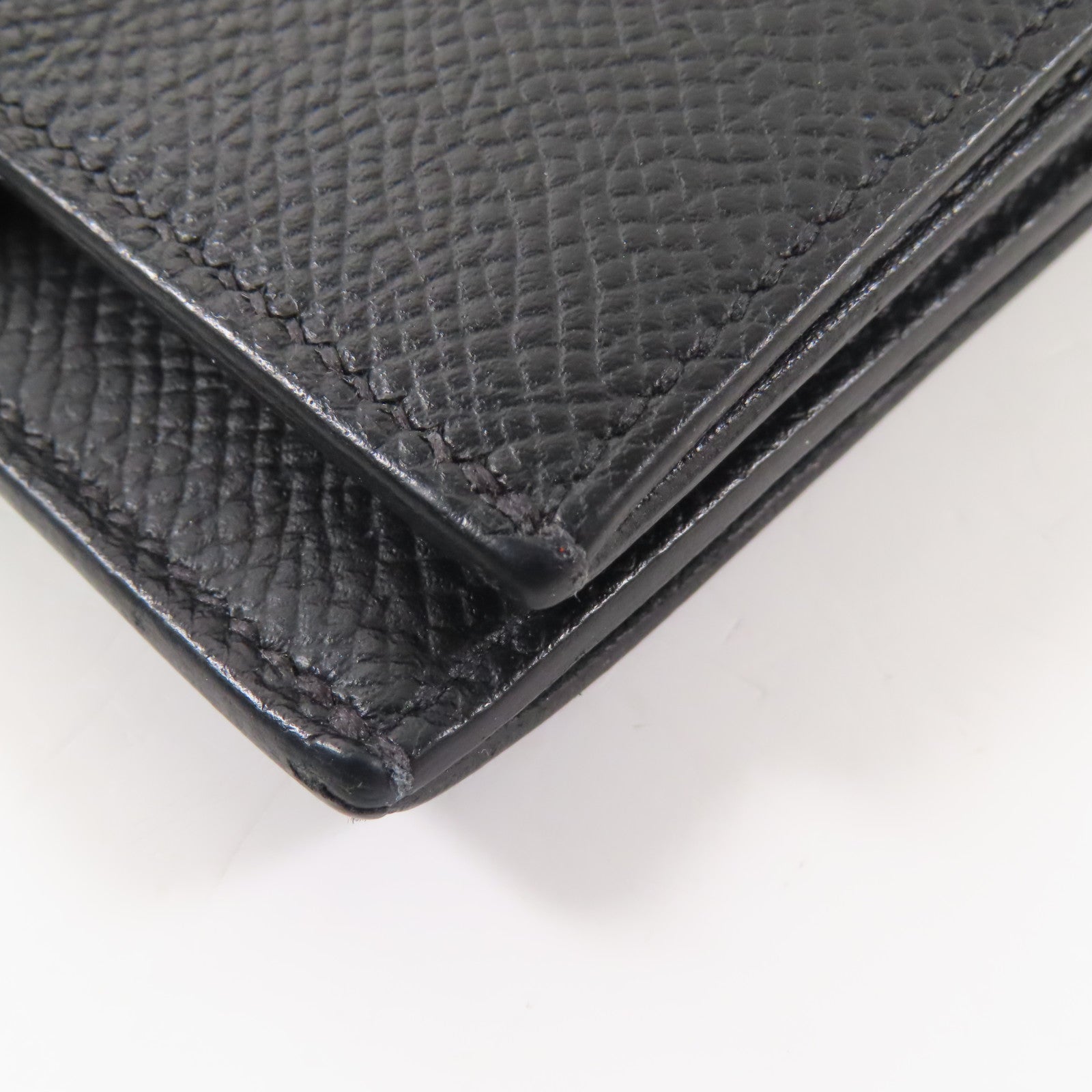 HERMES 【激減優惠】Epsom皮革/Alligator皮革Bearn Compact銀扣錢包Noir