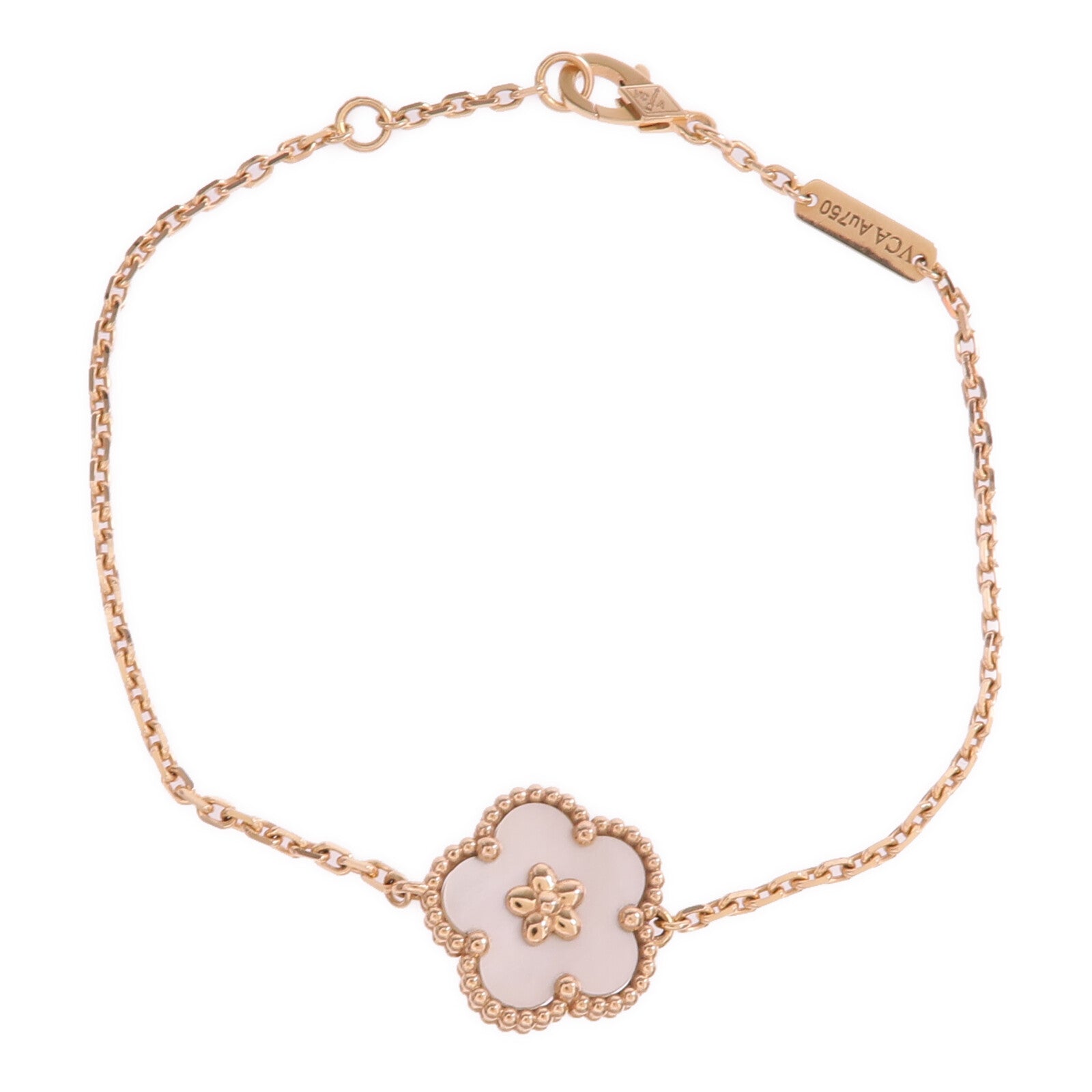Van Cleef & Arpels 18K玫瑰金Lucky Spring Bracelet珍珠母貝手鏈
