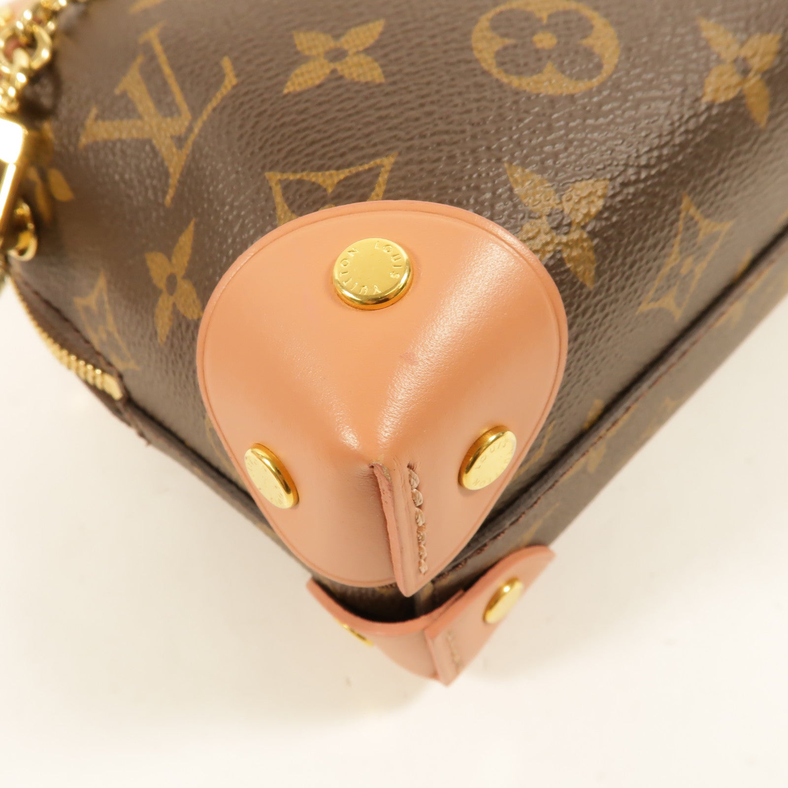 LOUIS VUITTON Monogram Petite Malle Souple金扣手挽肩背兩用袋棕色/粉紅色
