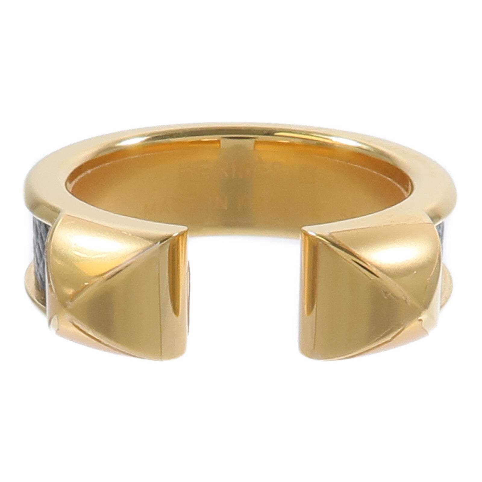 HERMES 金屬/Madame皮革Athena Double Stud Ring戒指