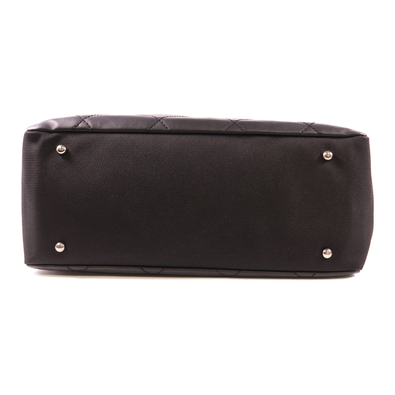 CHANEL 皮革/尼龍Paris Biarritz Tote銀扣手挽袋