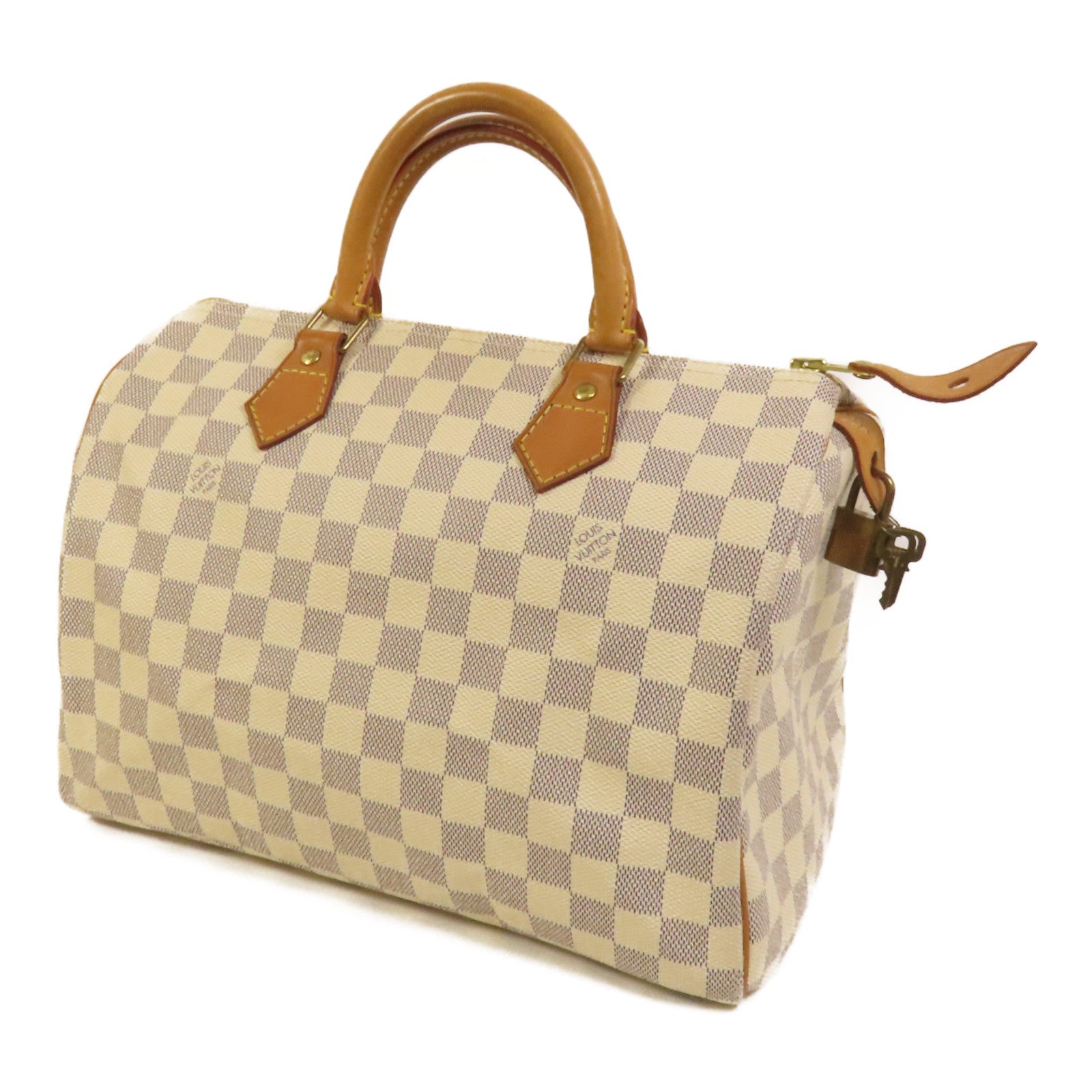 LOUIS VUITTON Damier Azur Speedy 30金扣手挽袋