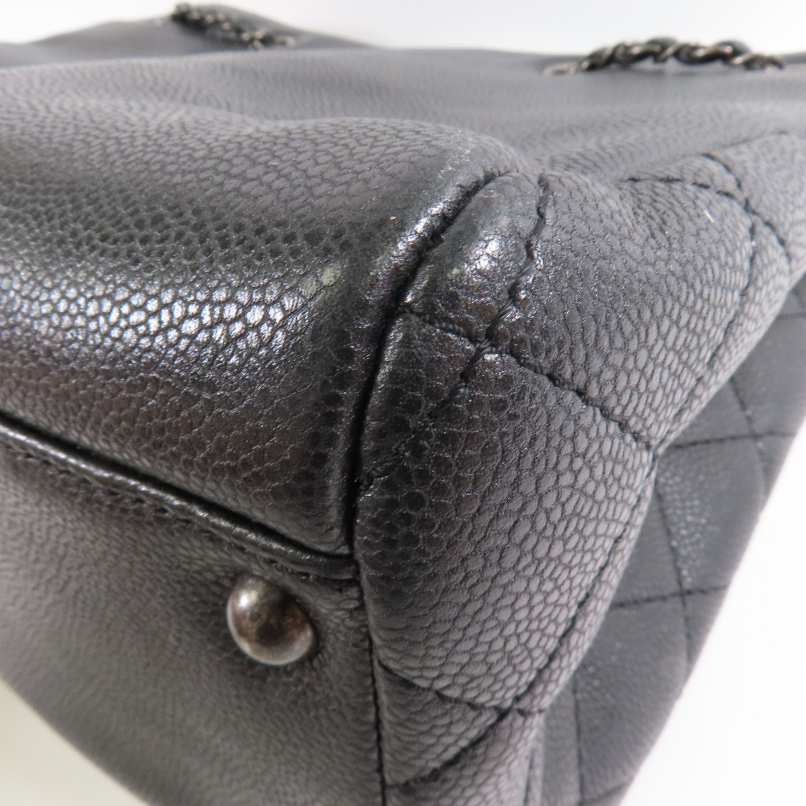 CHANEL 牛皮皮革Shoulder Bag銀扣肩背袋