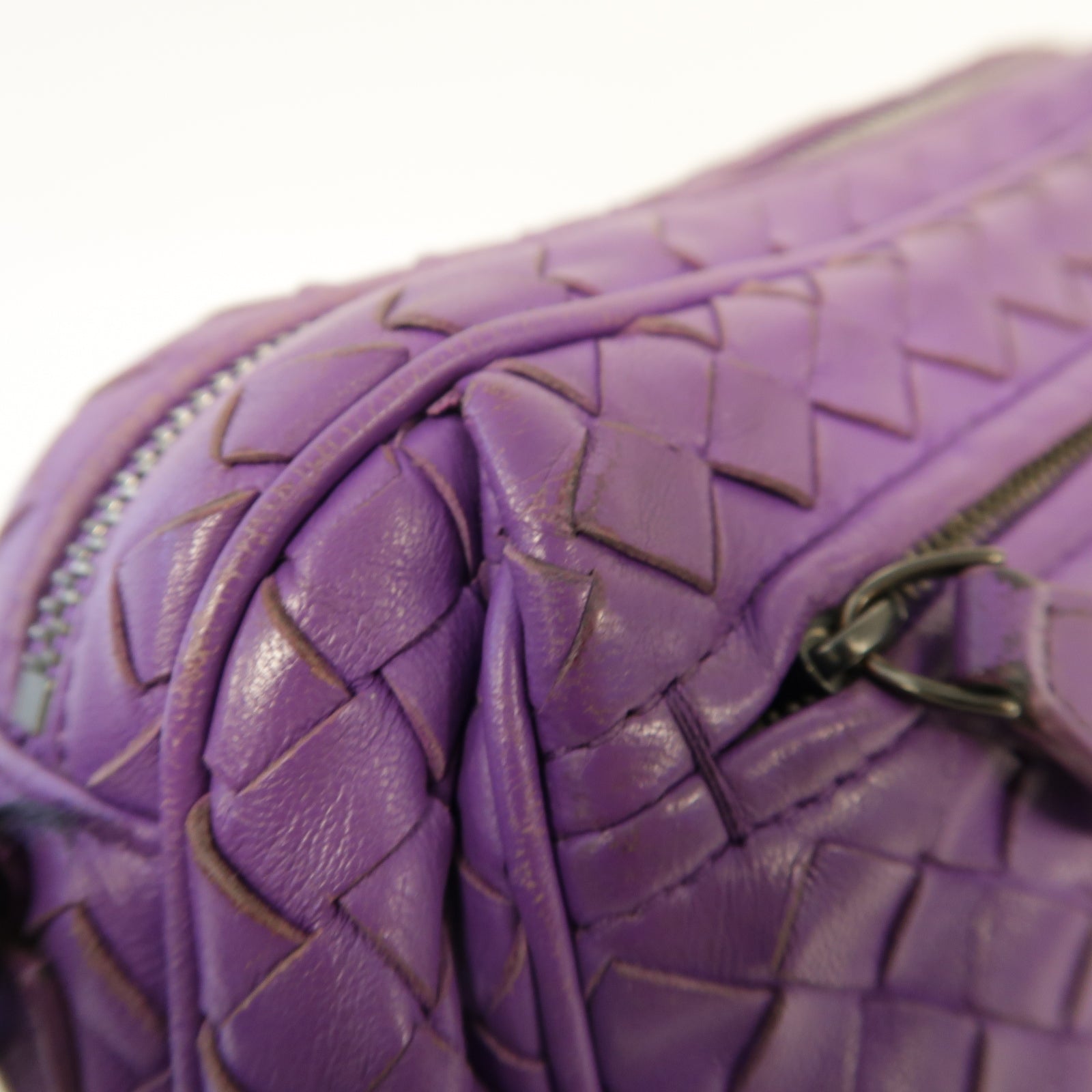 BOTTEGA VENETA 【激減優惠】織紋皮革Shoulder Bag銀扣肩背袋紫色