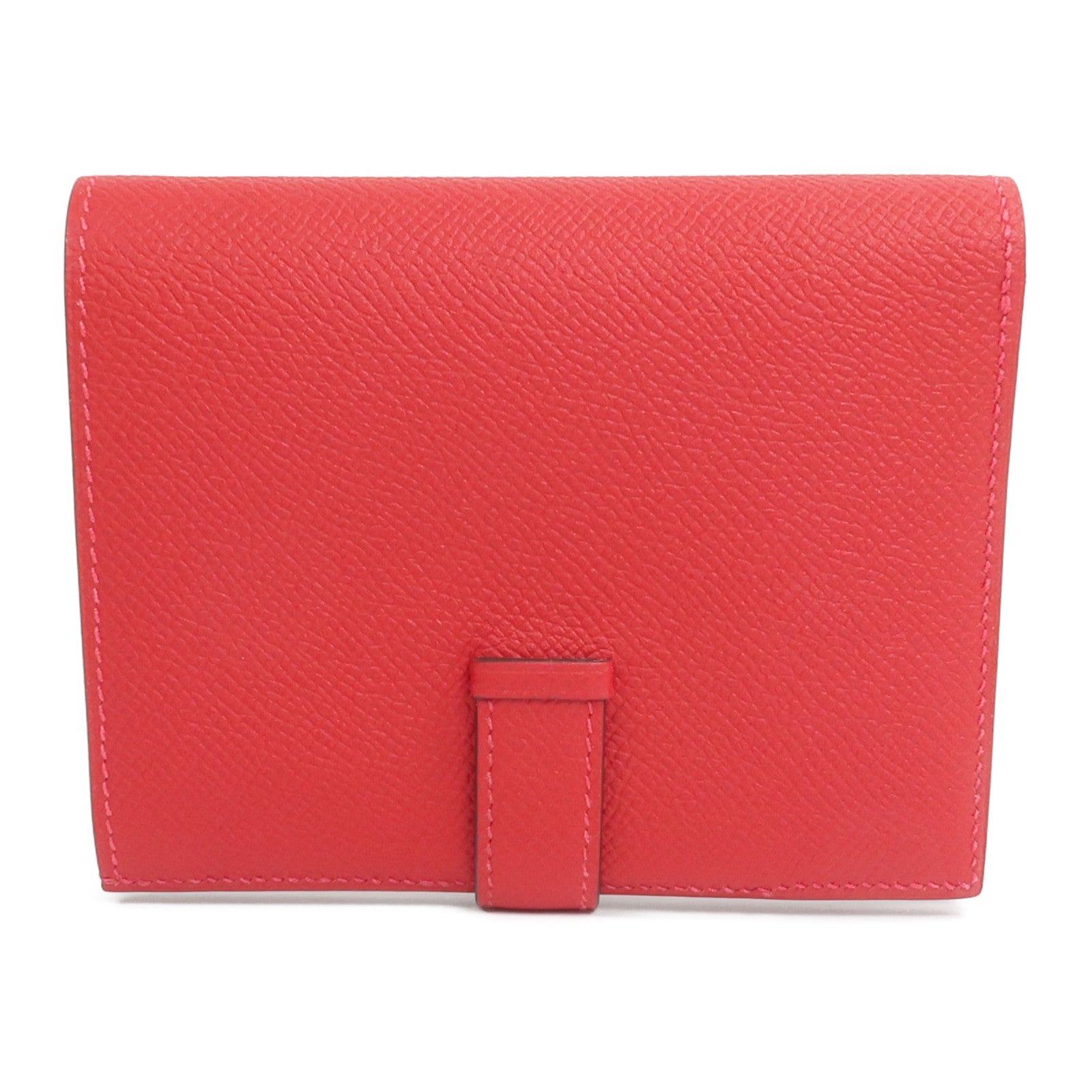 HERMES Epsom皮革Bearn Compact Wallet錢包Rouge Casaque