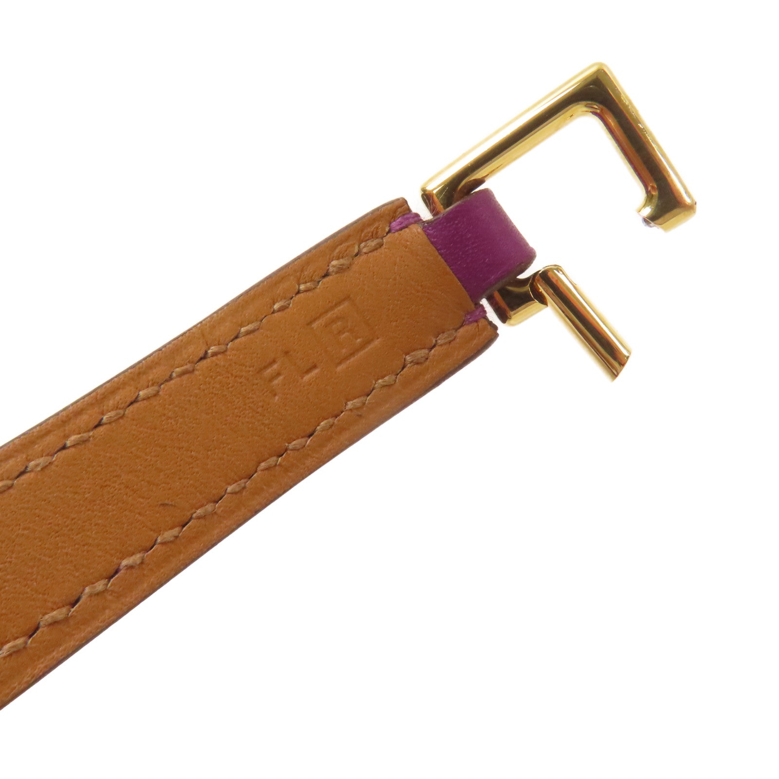 HERMES 【激減優惠】Swift皮革Rivale Double Tour S Bracelet金扣手鏈紫色/金色