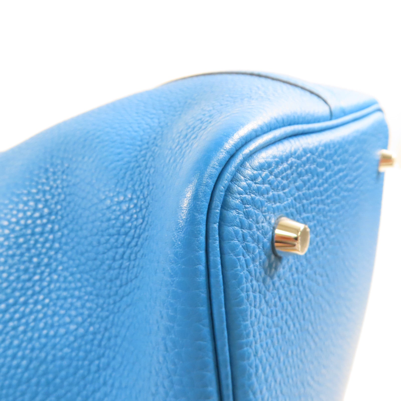 HERMES Clemence皮革Picotin MM銀扣手挽袋Mykonos