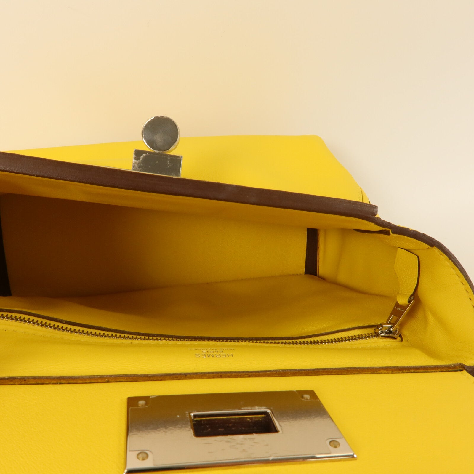 HERMES Evercolor皮革24/24 Mini手挽肩背兩用袋Jaune Citron