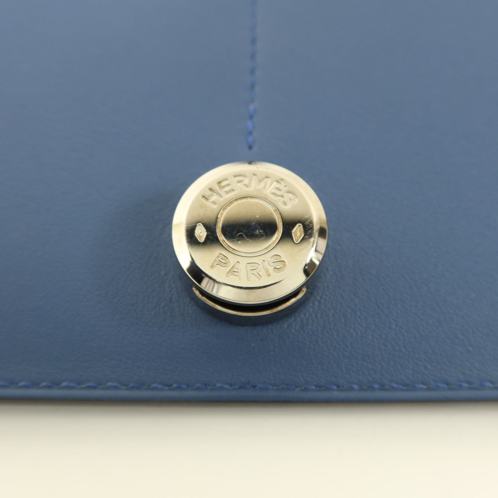 HERMES Swift皮革Dogon GM銀扣長錢包Blue Agate