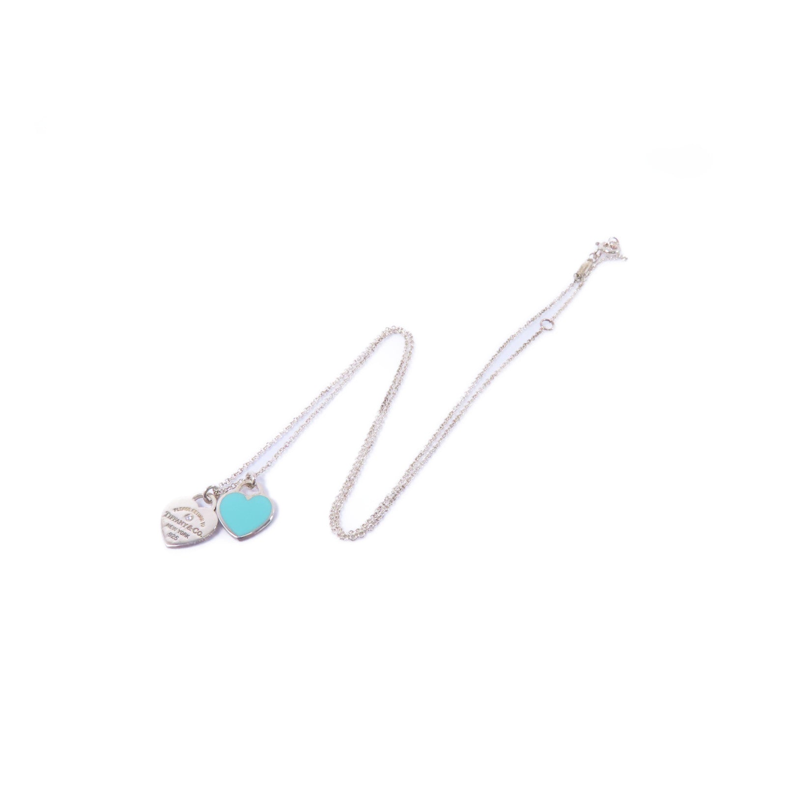 TIFFANY＆CO 925純銀Return To Tiffany Diamond Necklace鑽石項鍊藍色/銀色