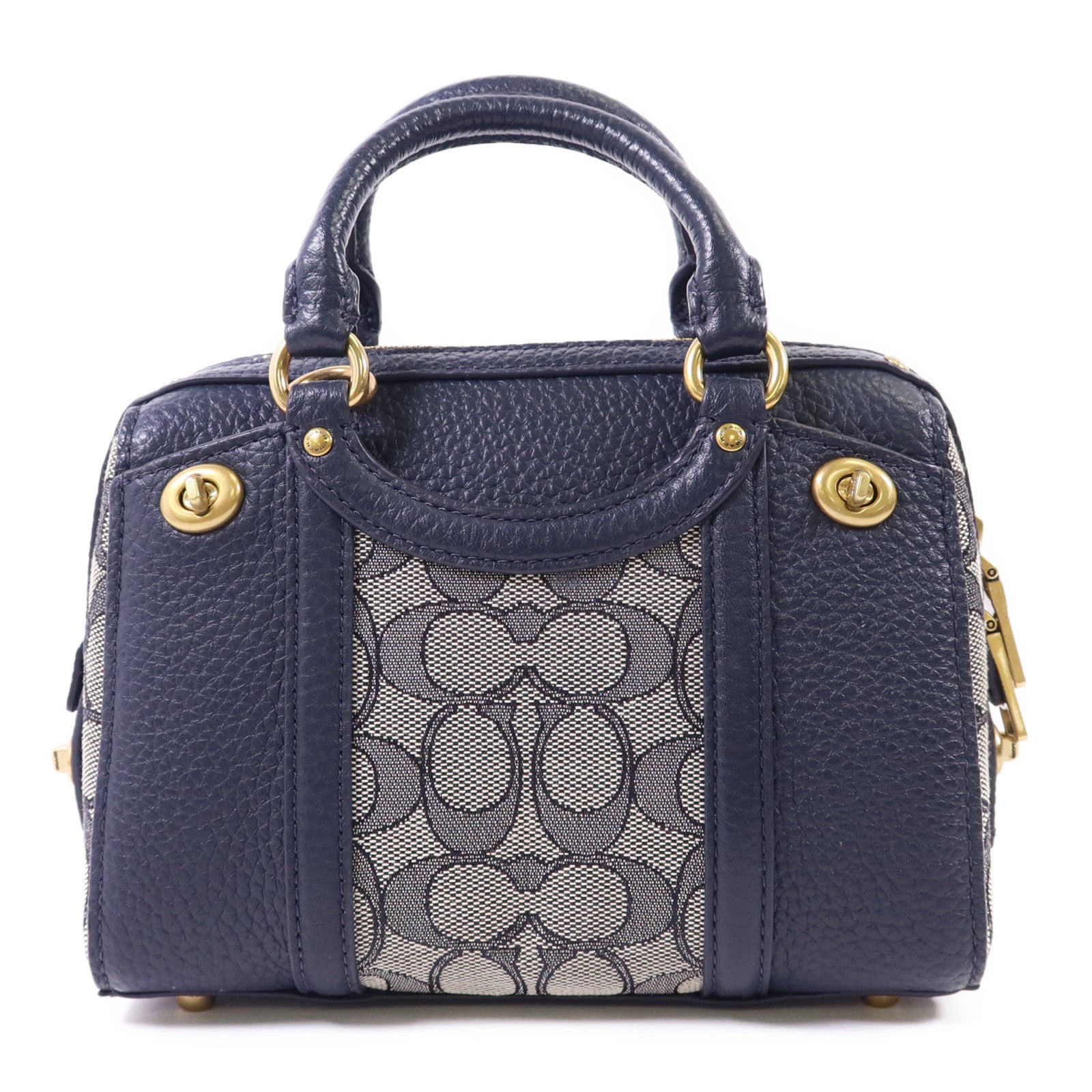 COACH 牛皮皮革/帆布Lark Bag金扣手挽肩背兩用袋