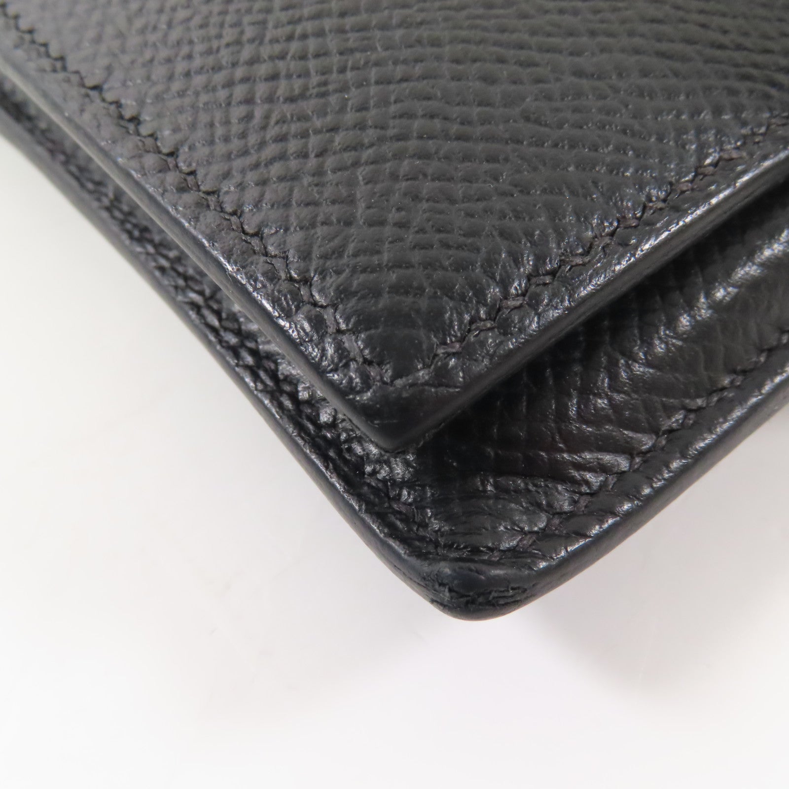 HERMES 【激減優惠】Epsom皮革/Alligator皮革Bearn Compact銀扣錢包Noir