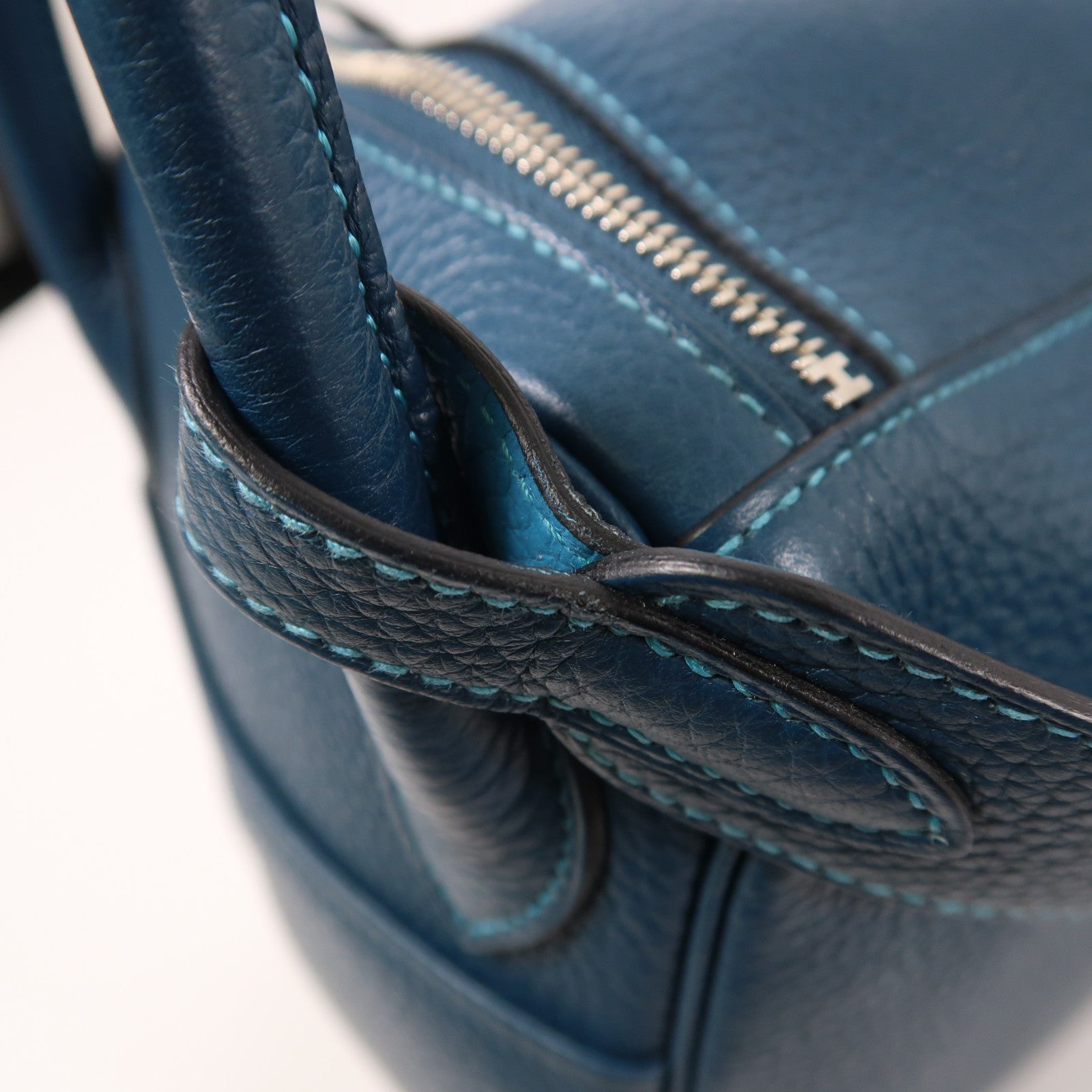 HERMES 皮革Lindy 30手挽肩背兩用袋Turquoise/Bleu Izmir