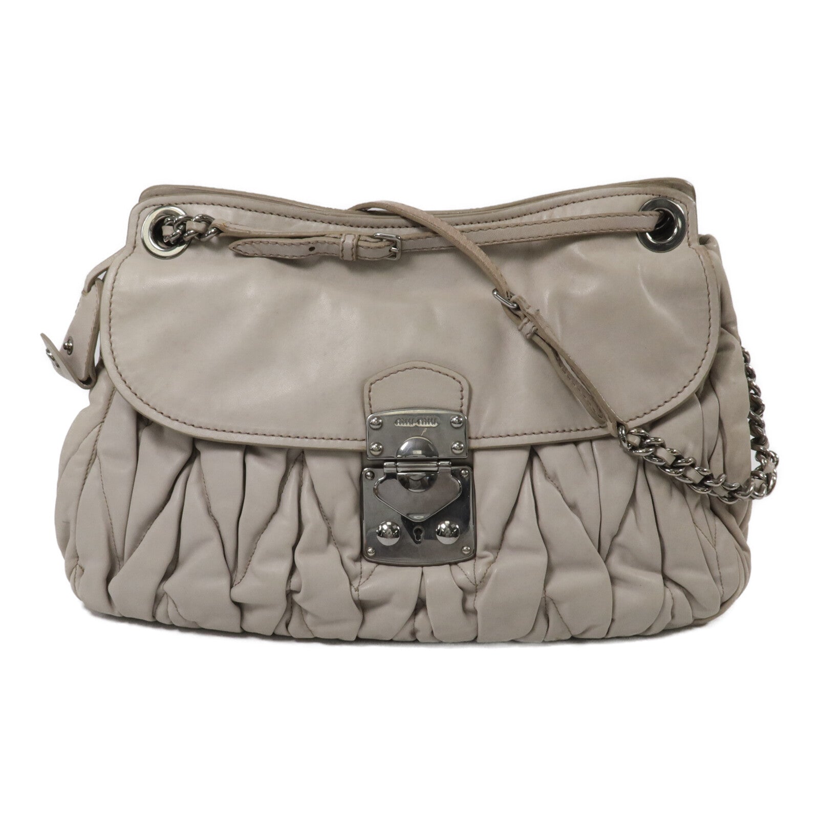 Miu Miu 牛皮皮革Shoulder Bag鏈帶肩背袋
