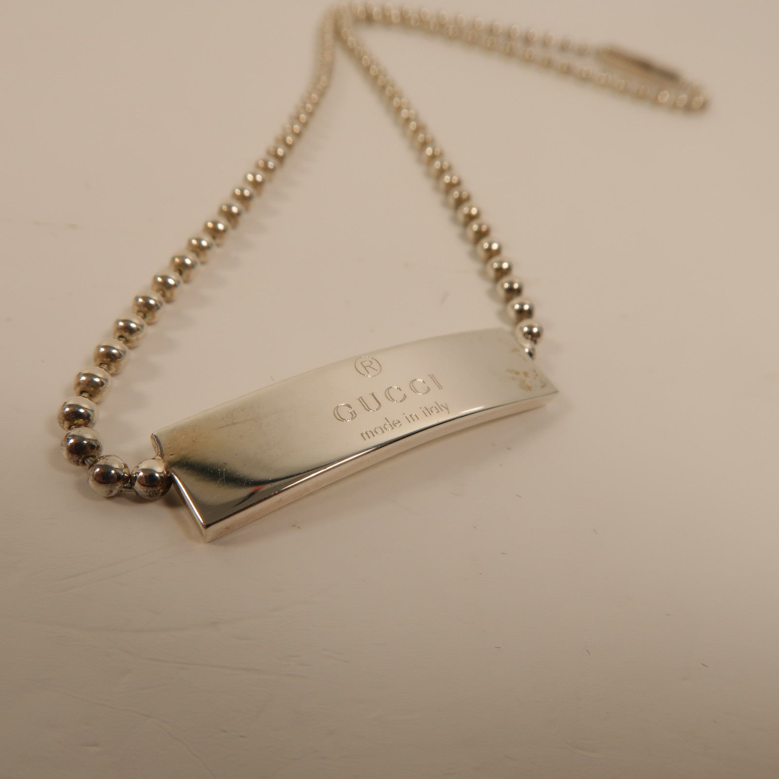 GUCCI 925純銀Plate Ball Chain Necklace項鍊
