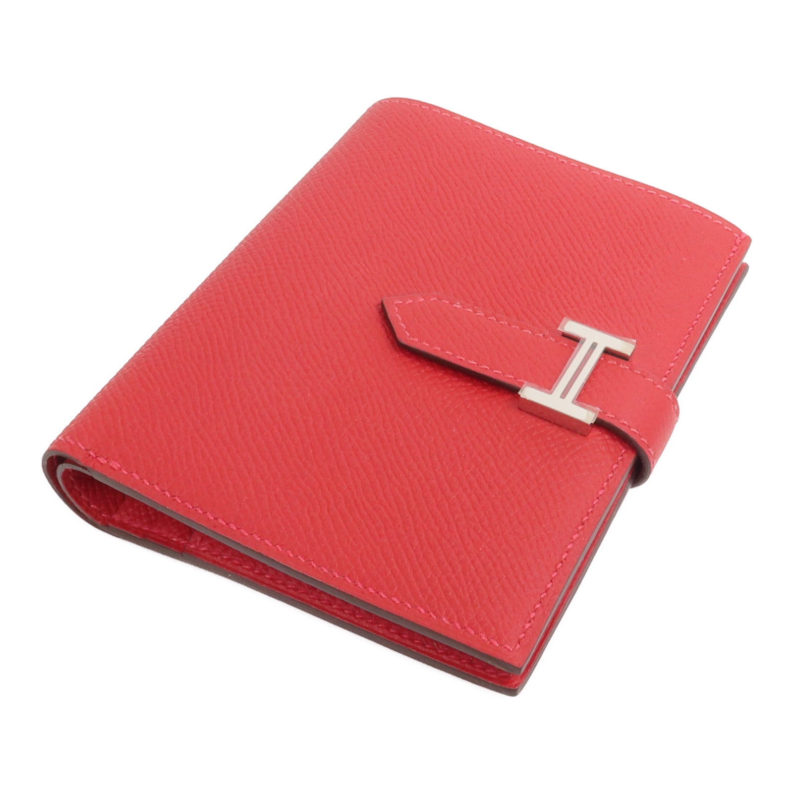 HERMES Epsom皮革Bearn Compact Wallet錢包Rouge Casaque