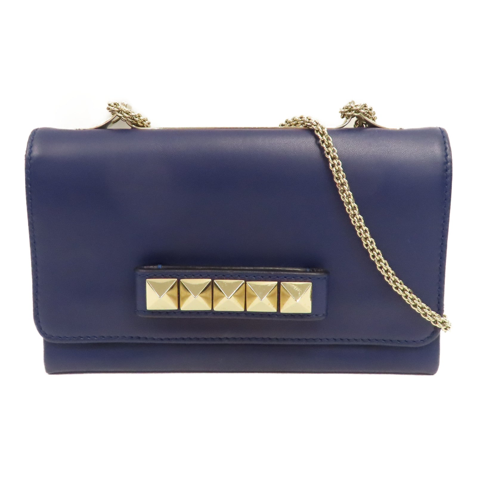 Valentino 【激減優惠】牛皮皮革Shoulder Bag金扣鏈帶肩背袋黑色