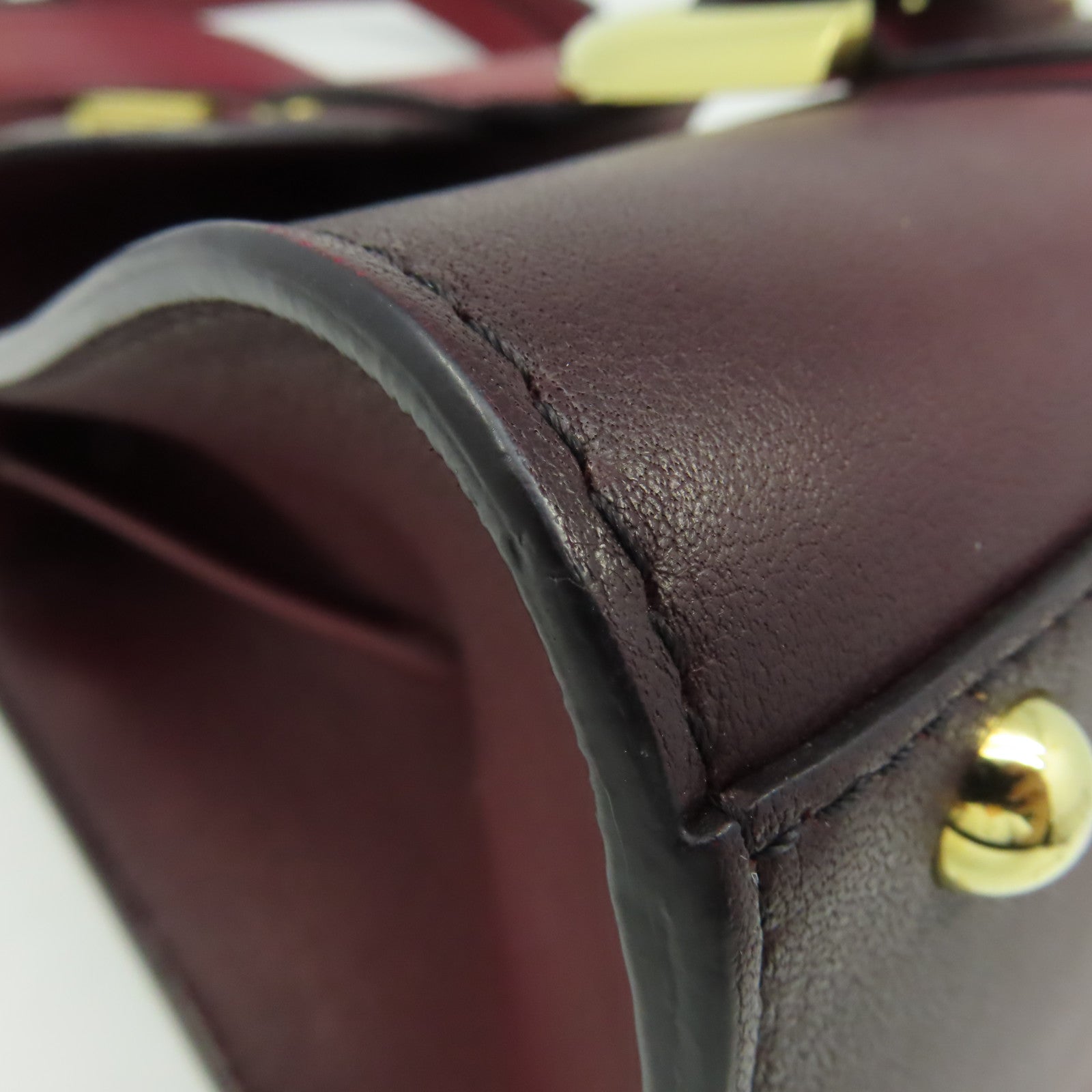 SELECTION 【激減優惠】牛皮皮革Delvaux Mini Brillant 2Way Shoulder Bag金扣手挽肩背兩用袋酒紅色
