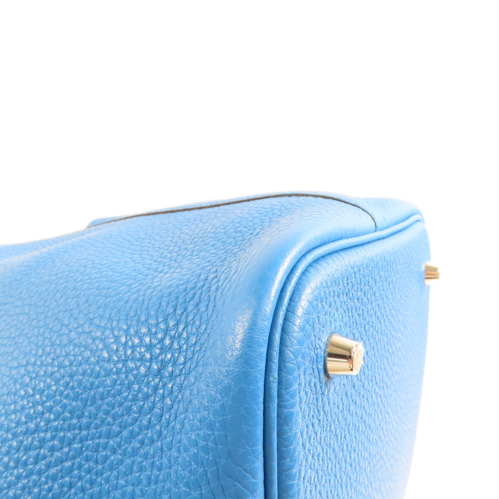 HERMES Clemence皮革Picotin MM銀扣手挽袋Mykonos