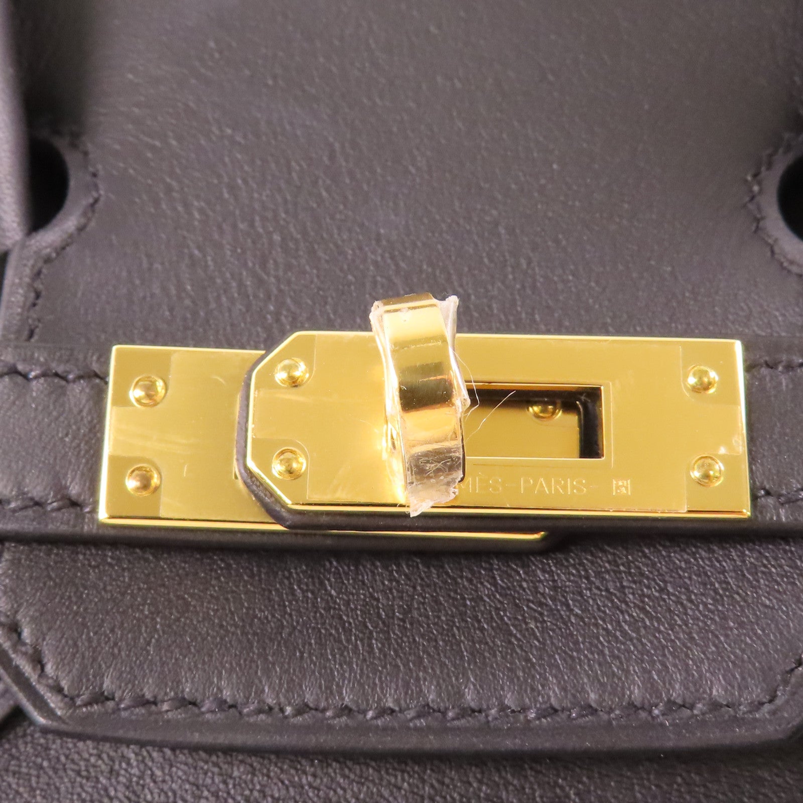 HERMES Swift皮革/Toile Birkin 25金扣手挽袋Noir/Blue Egee