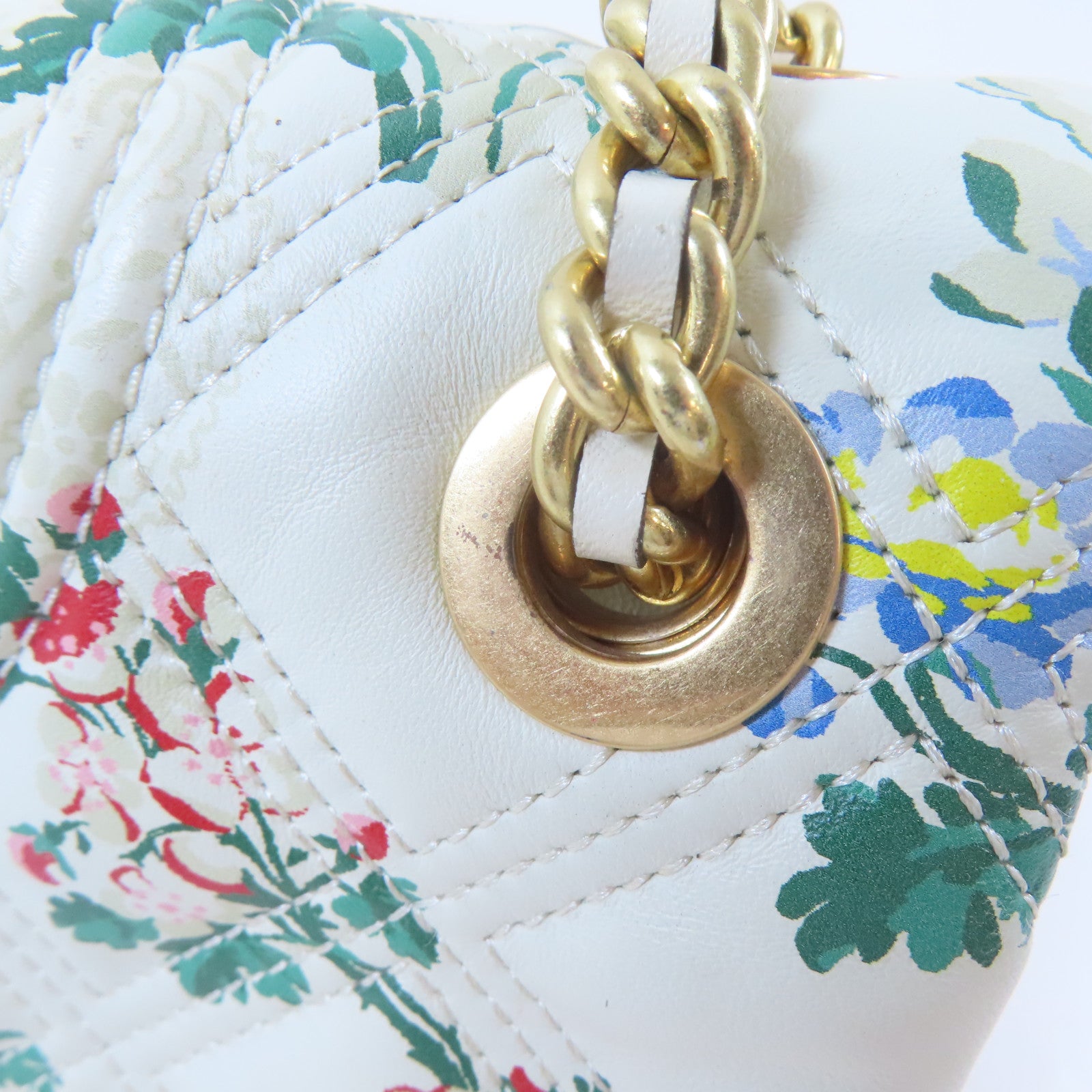 Tory Burch 【激減優惠】牛皮皮革Chain Shoulder Bag金扣鏈帶肩背袋白色