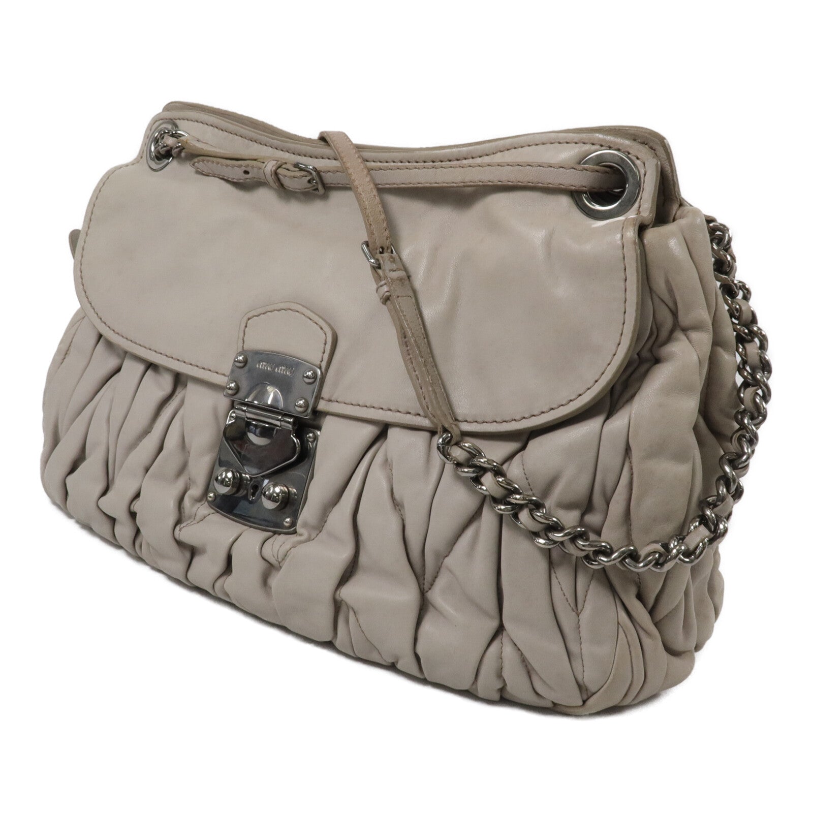 Miu Miu 牛皮皮革Shoulder Bag鏈帶肩背袋