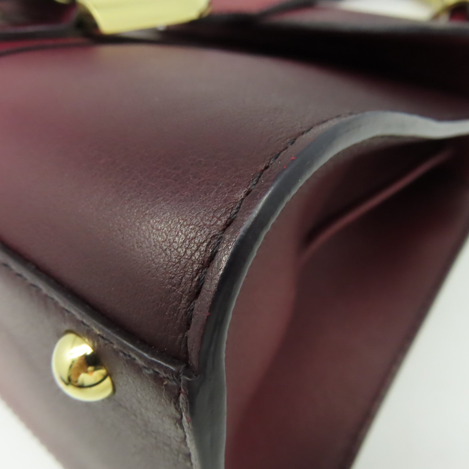 SELECTION 【激減優惠】牛皮皮革Delvaux Mini Brillant 2Way Shoulder Bag金扣手挽肩背兩用袋酒紅色
