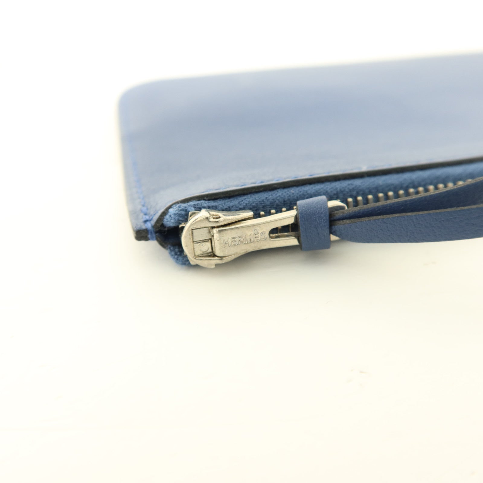 HERMES Swift皮革Dogon GM銀扣長錢包Blue Agate