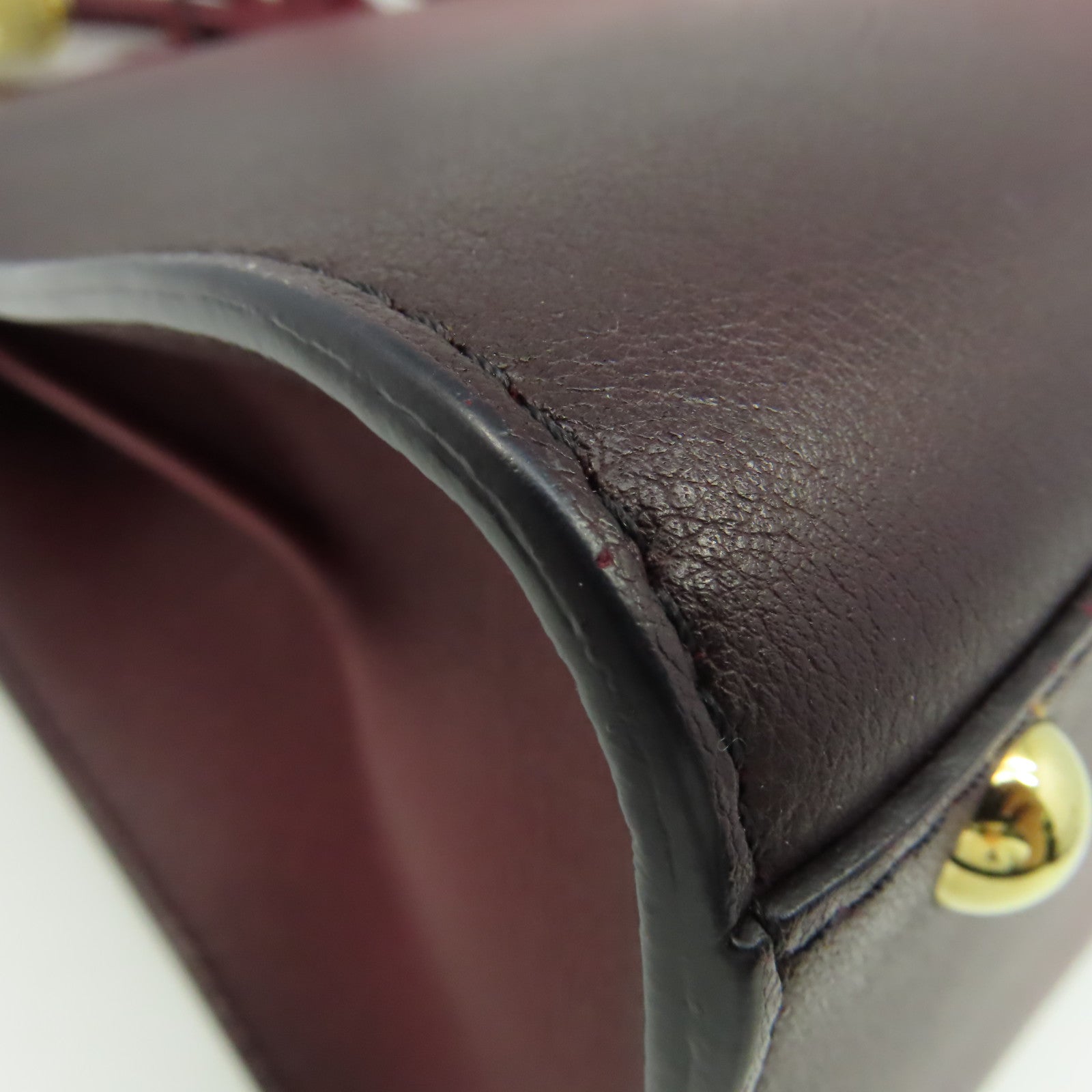 SELECTION 【激減優惠】牛皮皮革Delvaux Mini Brillant 2Way Shoulder Bag金扣手挽肩背兩用袋酒紅色