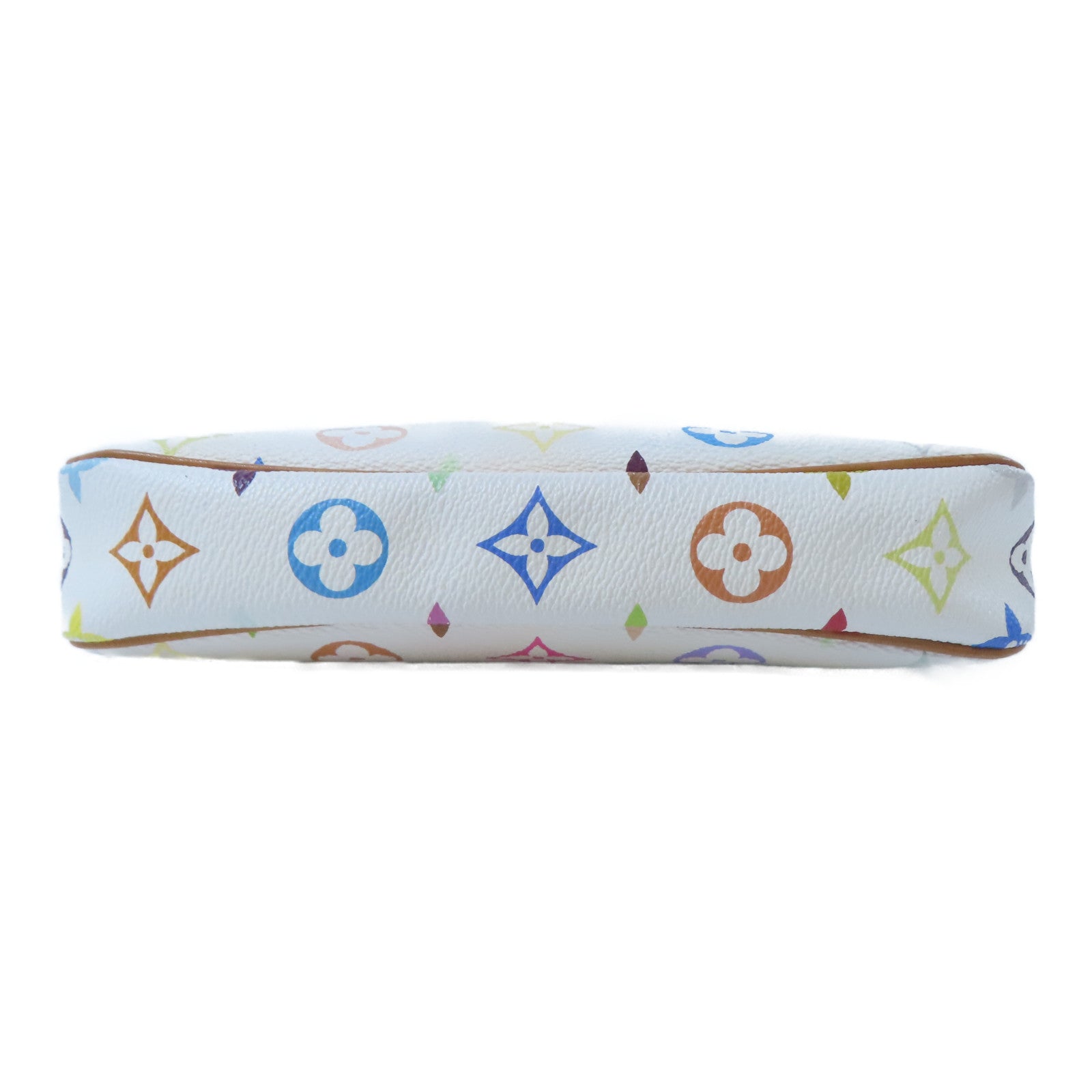 LOUIS VUITTON Monogram Pochette Accessoires金扣手挽袋白色/彩色