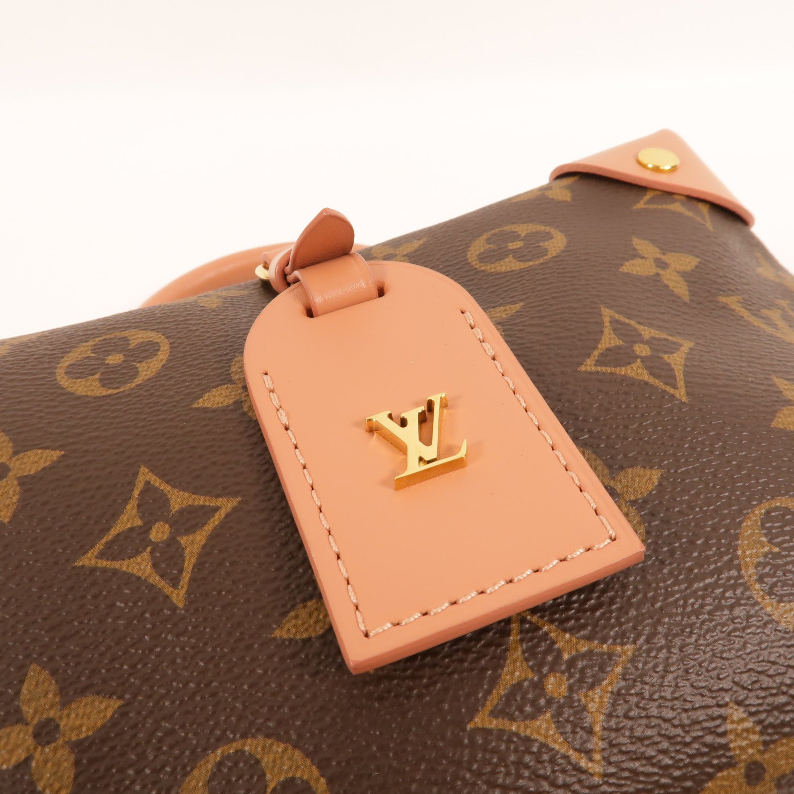 LOUIS VUITTON Monogram Petite Malle Souple金扣手挽肩背兩用袋棕色/粉紅色