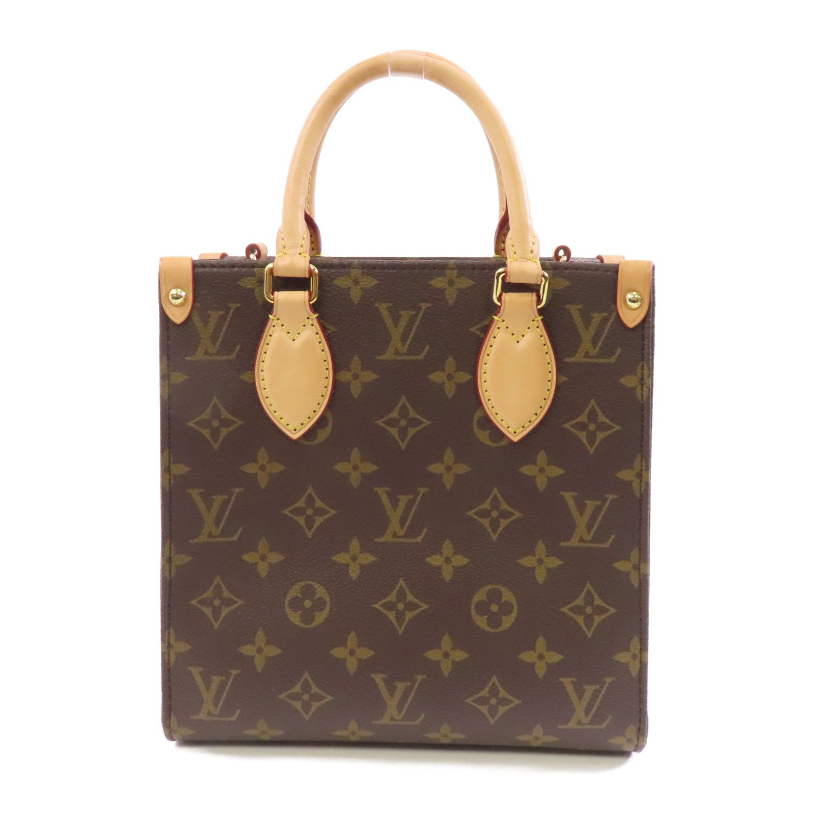 LOUIS VUITTON Monogram Sac Plat BB金扣手挽肩背兩用袋棕色
