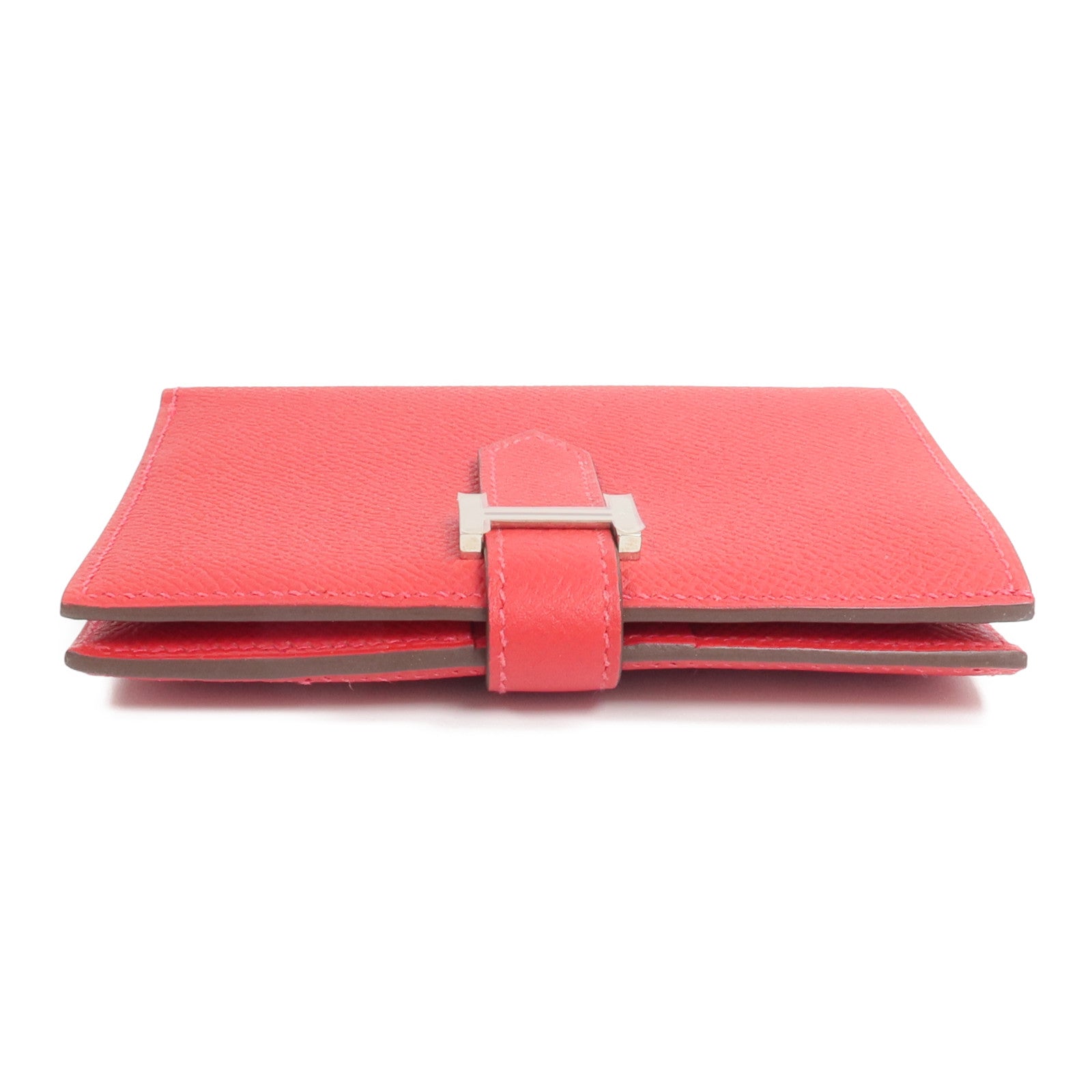 HERMES Epsom皮革Bearn Compact Wallet錢包Rouge Casaque