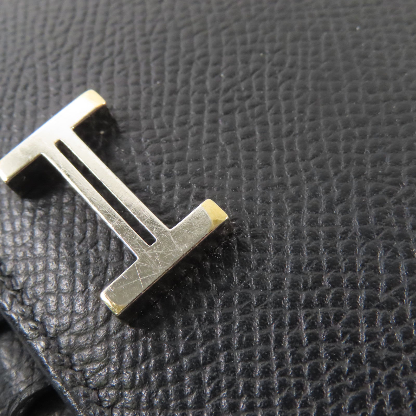 HERMES 【激減優惠】Epsom皮革/Alligator皮革Bearn Compact銀扣錢包Noir