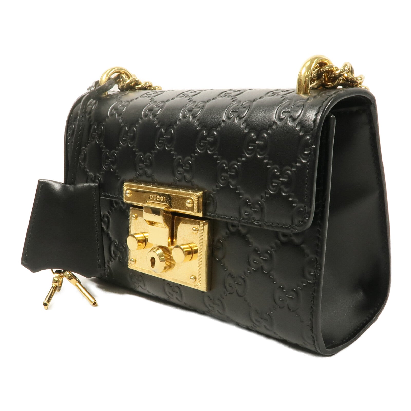 GUCCI 牛皮皮革Padlock鏈帶肩背袋