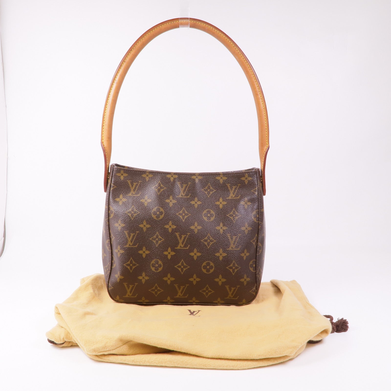 LOUIS VUITTON Monogram Looping MM金扣肩背袋棕色
