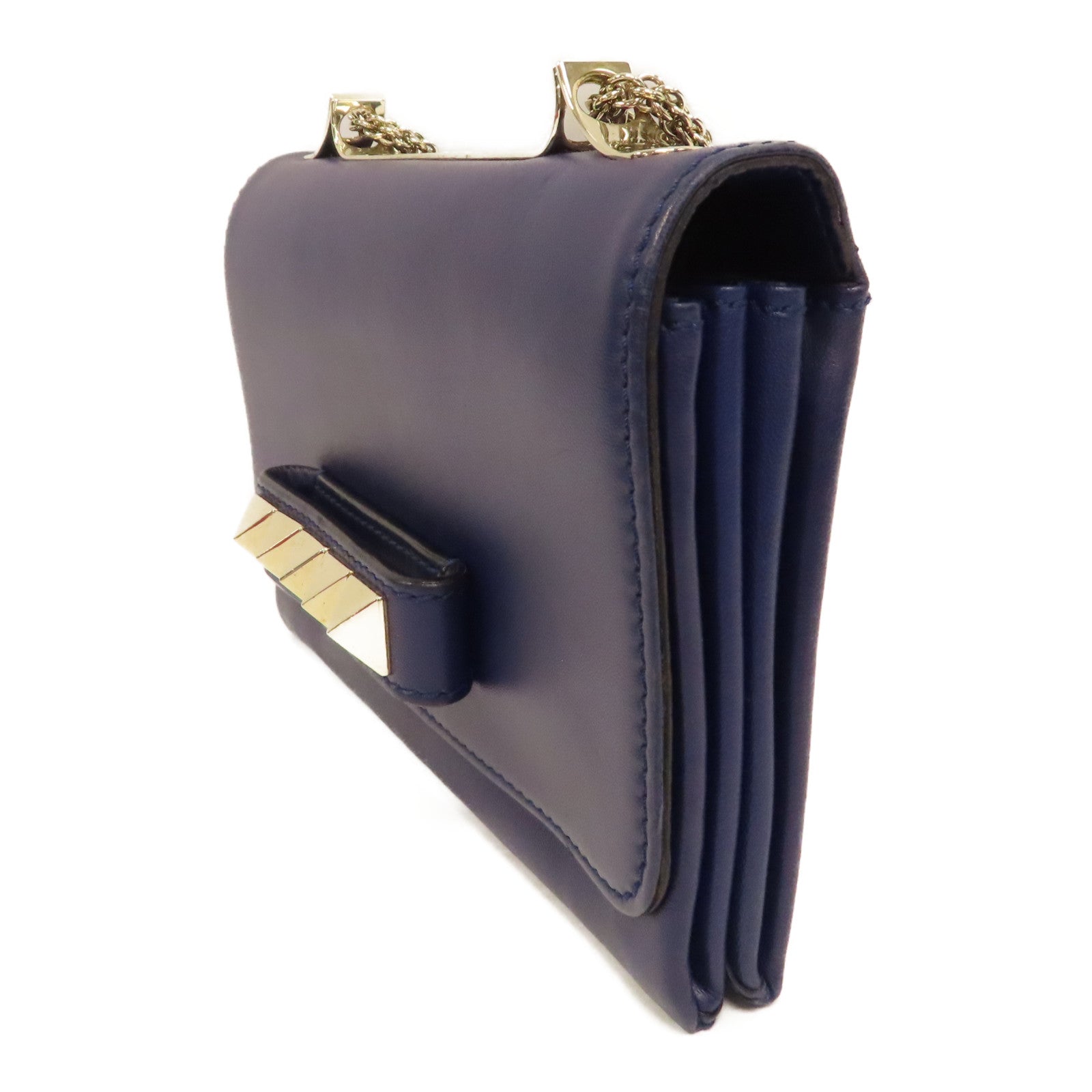 Valentino 【激減優惠】牛皮皮革Shoulder Bag金扣鏈帶肩背袋黑色