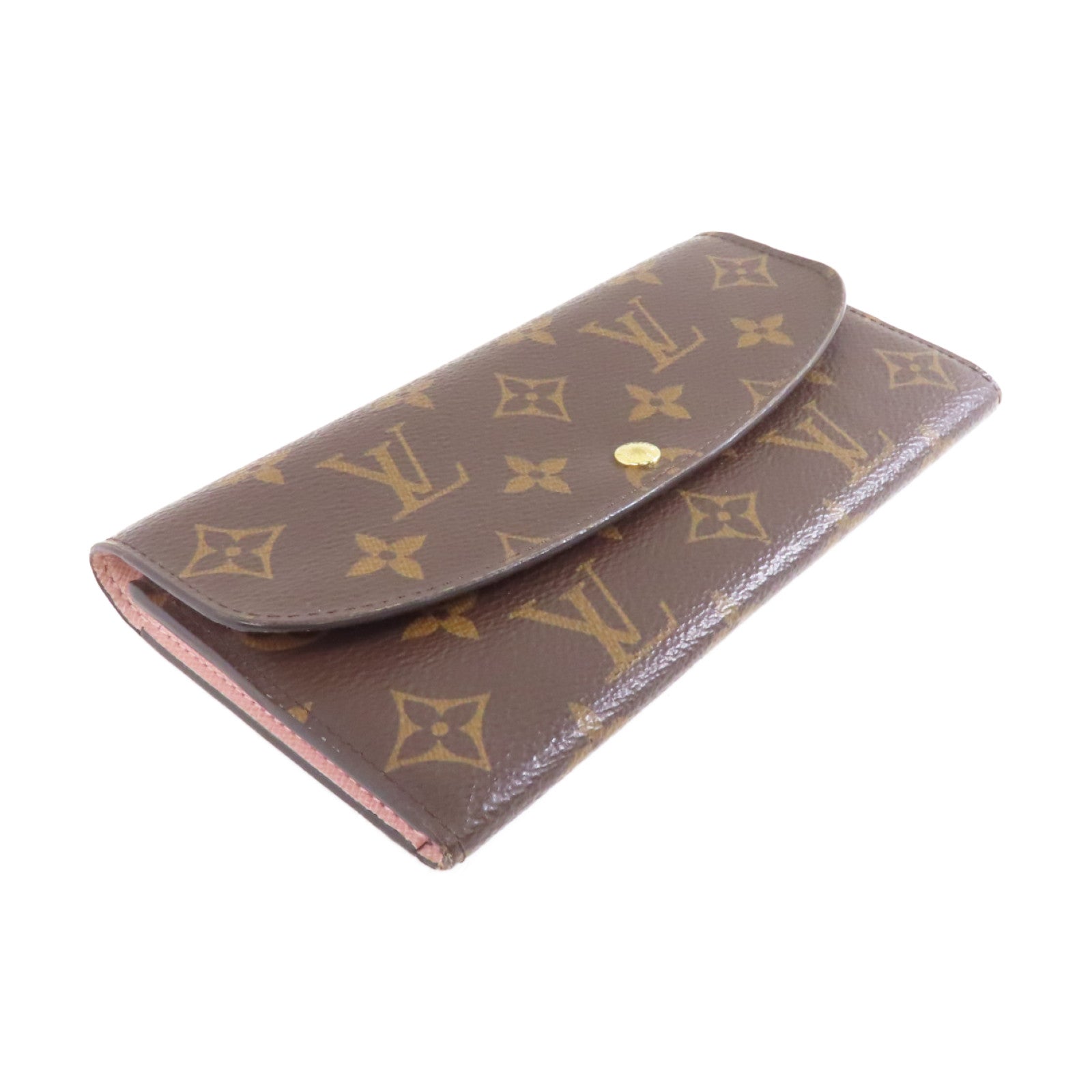 LOUIS VUITTON Monogram Emilie Wallet金扣長錢包啡色/粉紅色