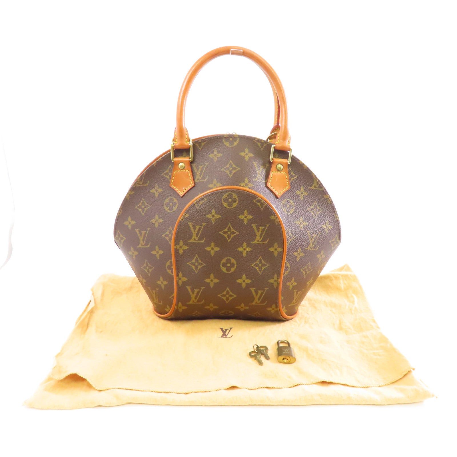LOUIS VUITTON Monogram Ellipse PM金扣手挽袋啡色