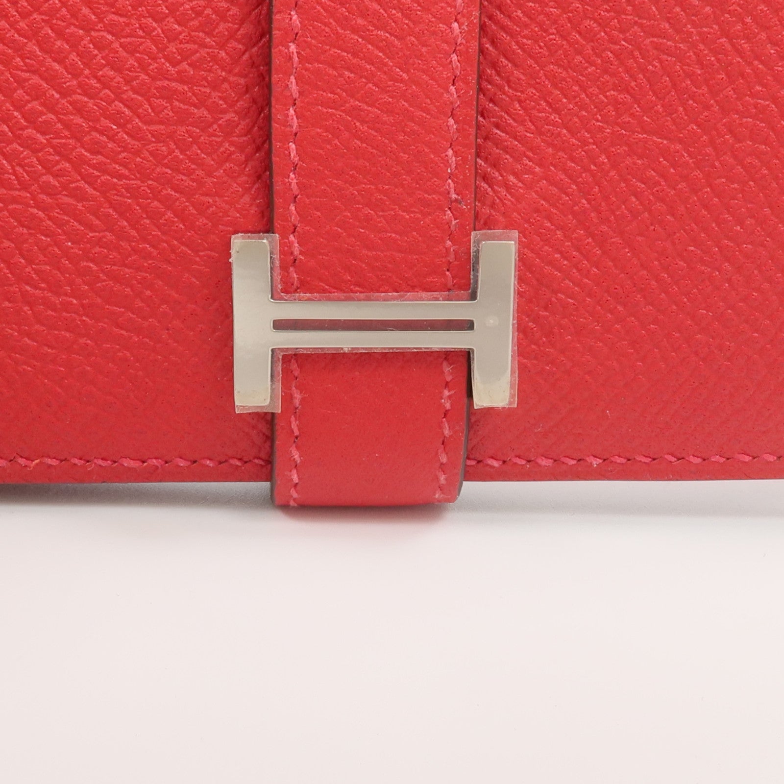 HERMES Epsom皮革Bearn Compact Wallet錢包Rouge Casaque